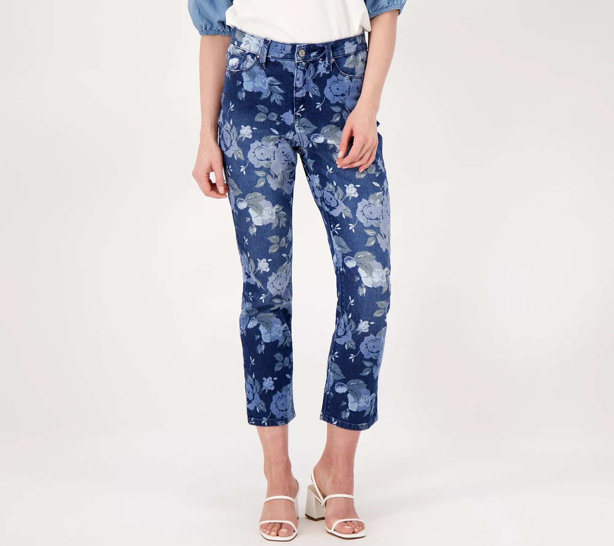 "As Is" Laurie Felt Regular Floral Daisy Denim Ankle Straight Jeans