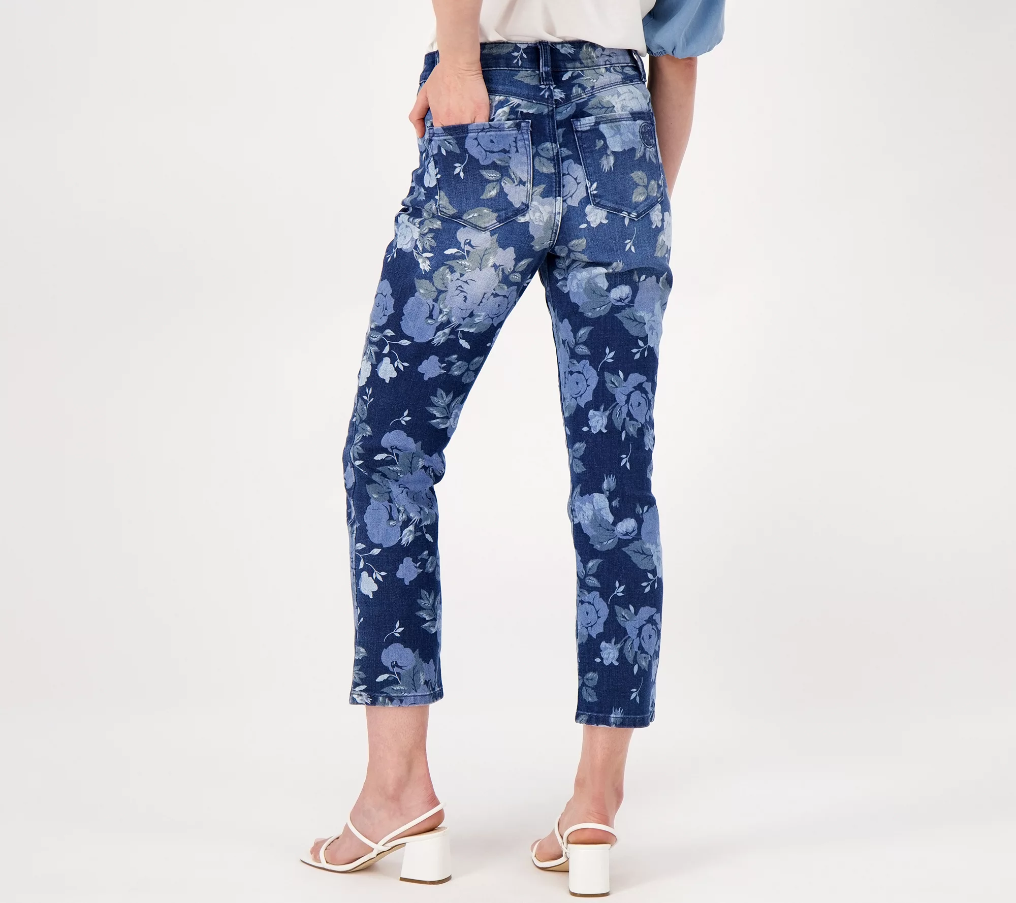 "As Is" Laurie Felt Regular Floral Daisy Denim Ankle Straight Jeans