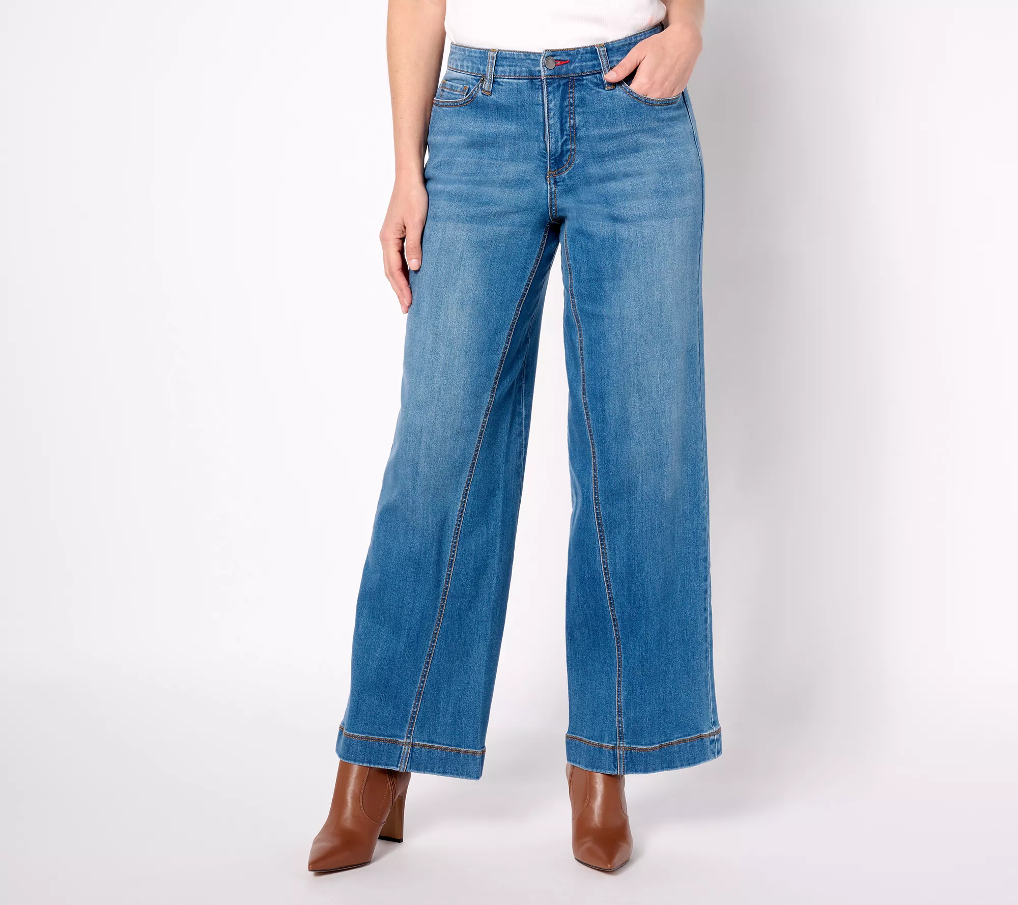 "As Is" Peace Love World Reg Forward Seam Wide Leg Denim Jeans