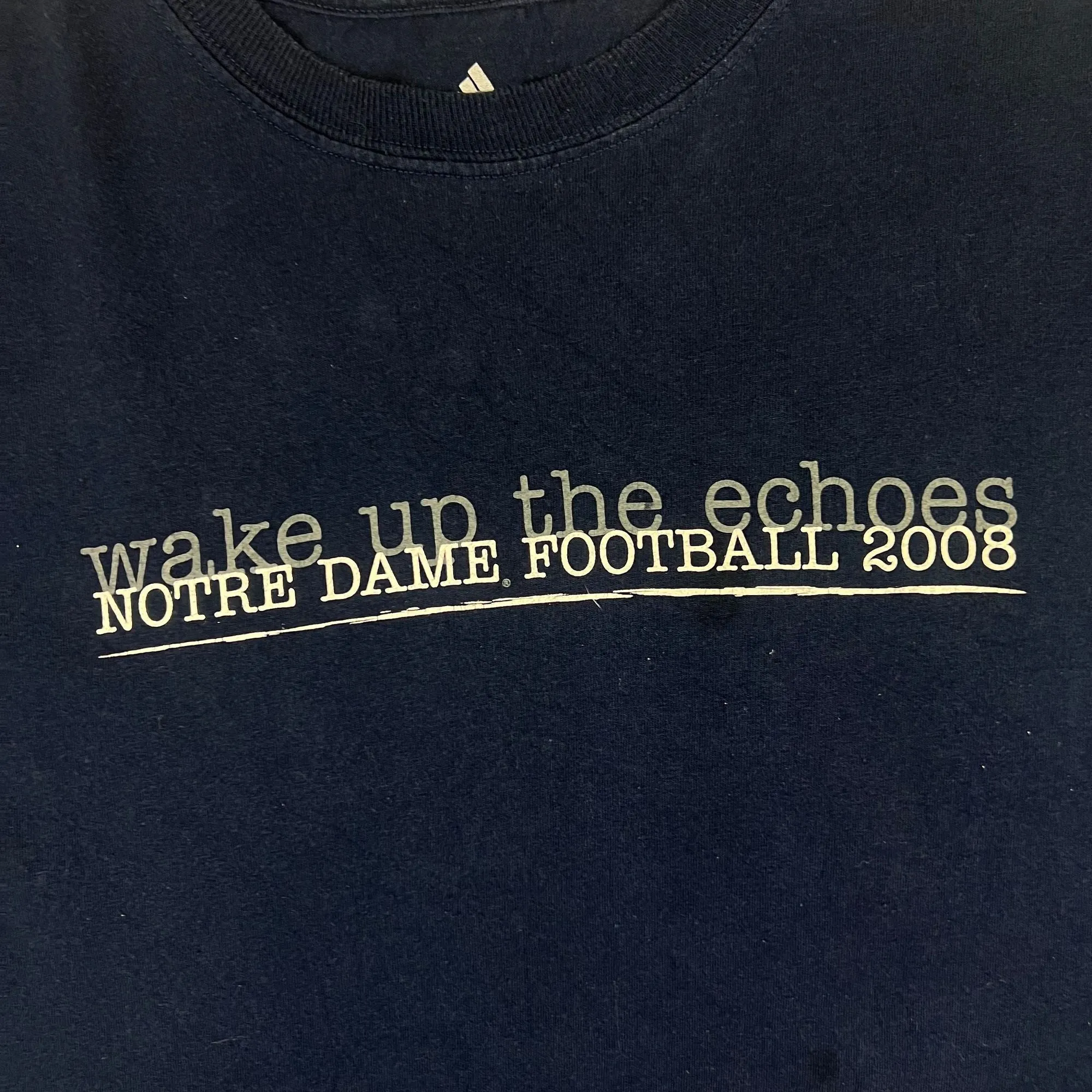 Adidas 2008 Notre Dame Football Wake Up The Echoes Blue T-Shirt