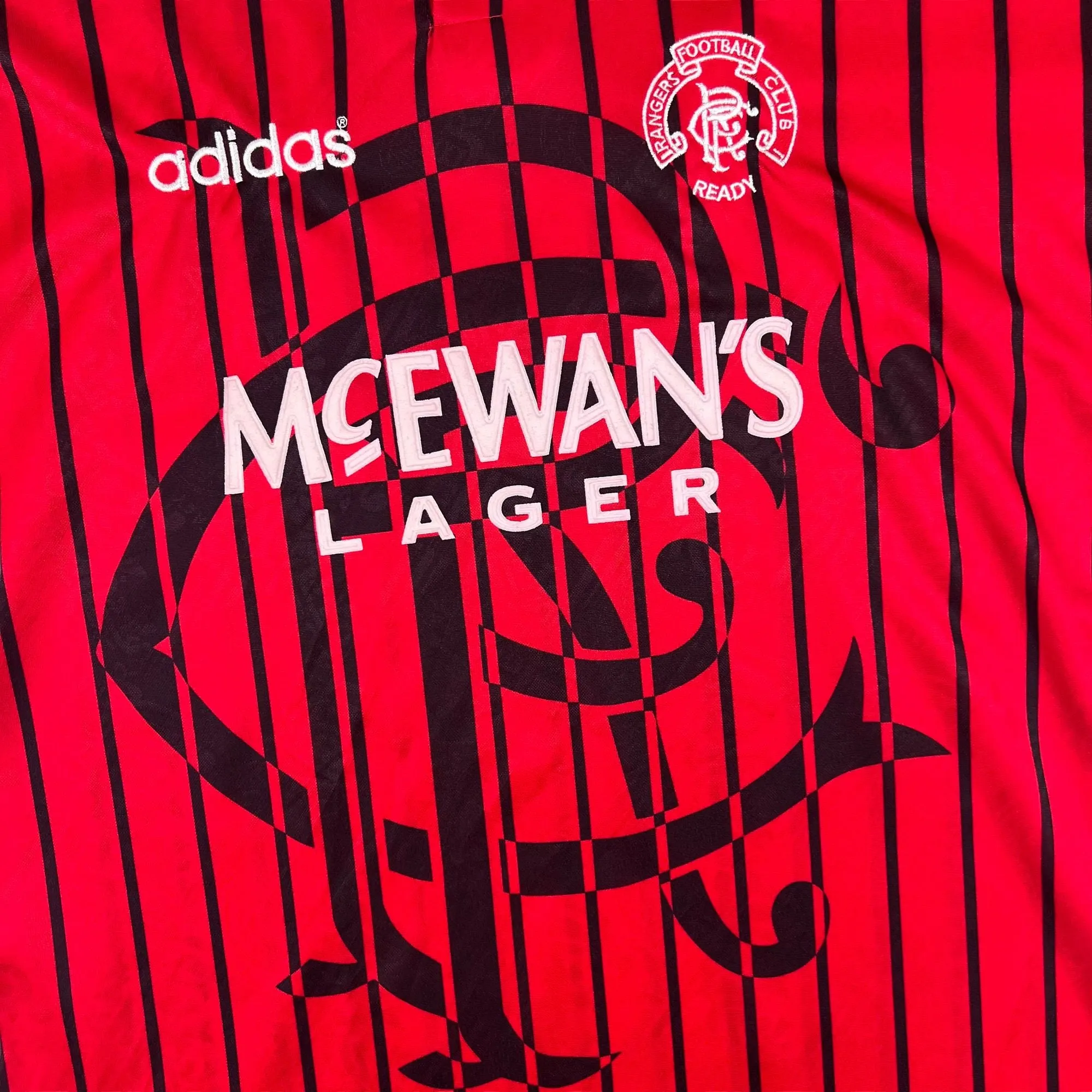 Adidas Glasgow Rangers 1994-95 Away Football Shirt Red Black Rare