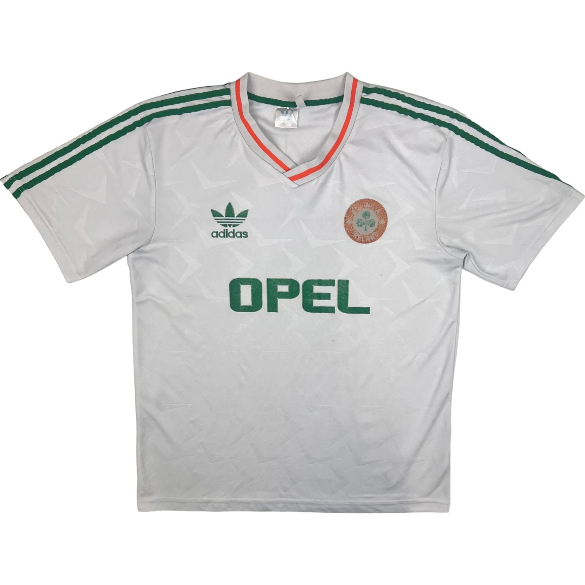 Adidas Ireland 1990-92 Away Football Shirt White Green Rare