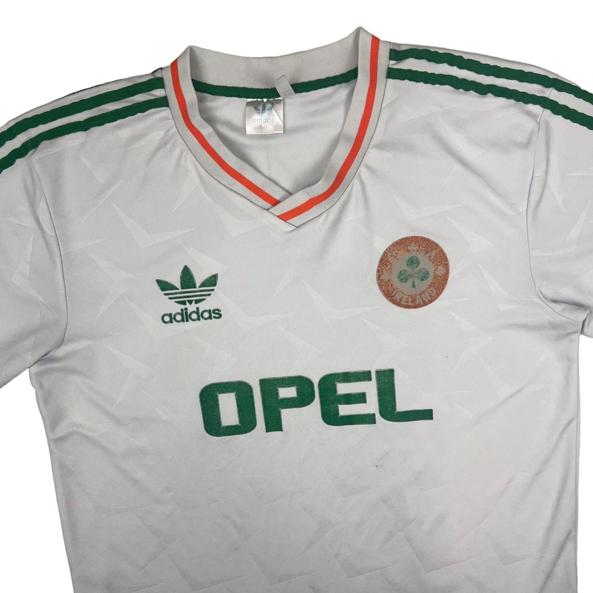 Adidas Ireland 1990-92 Away Football Shirt White Green Rare