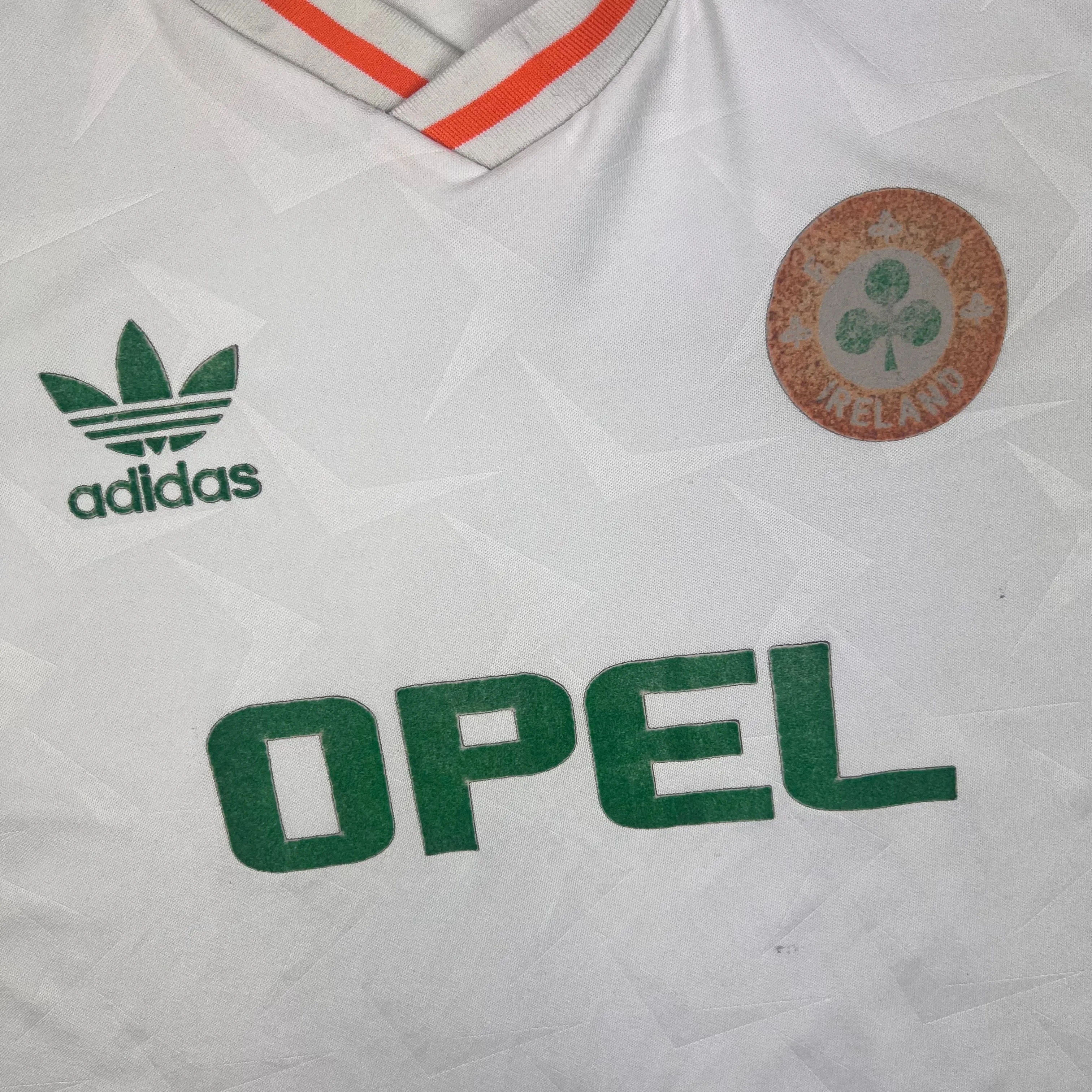 Adidas Ireland 1990-92 Away Football Shirt White Green Rare