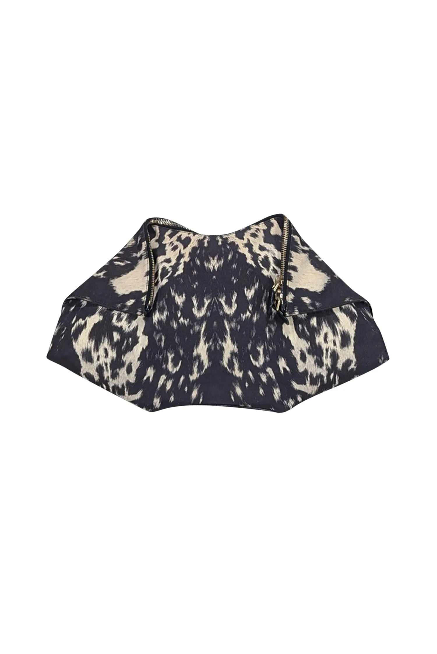 Alexander McQueen - Black & Cream Animal Print Canvas Manta Clutch Bag