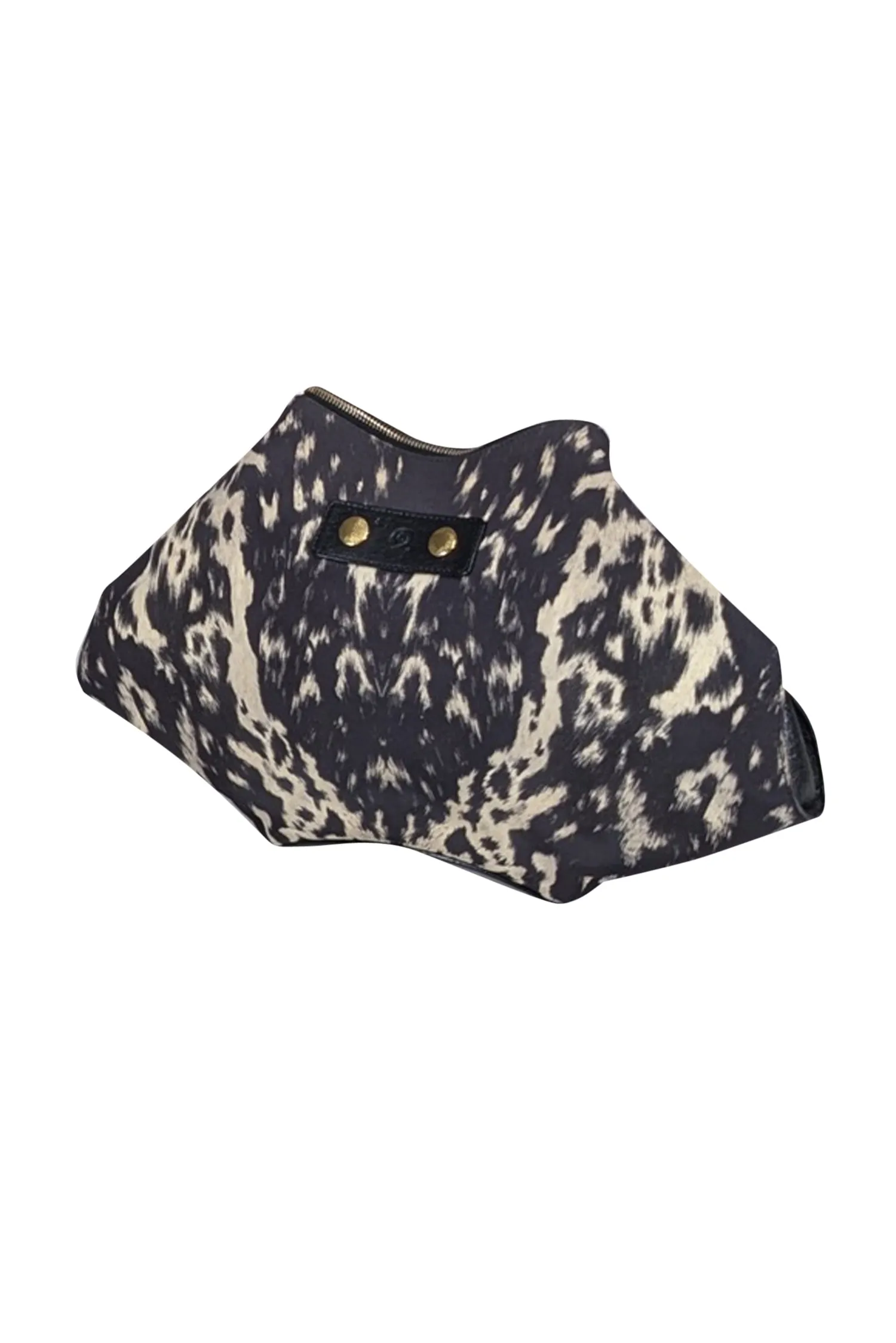 Alexander McQueen - Black & Cream Animal Print Canvas Manta Clutch Bag