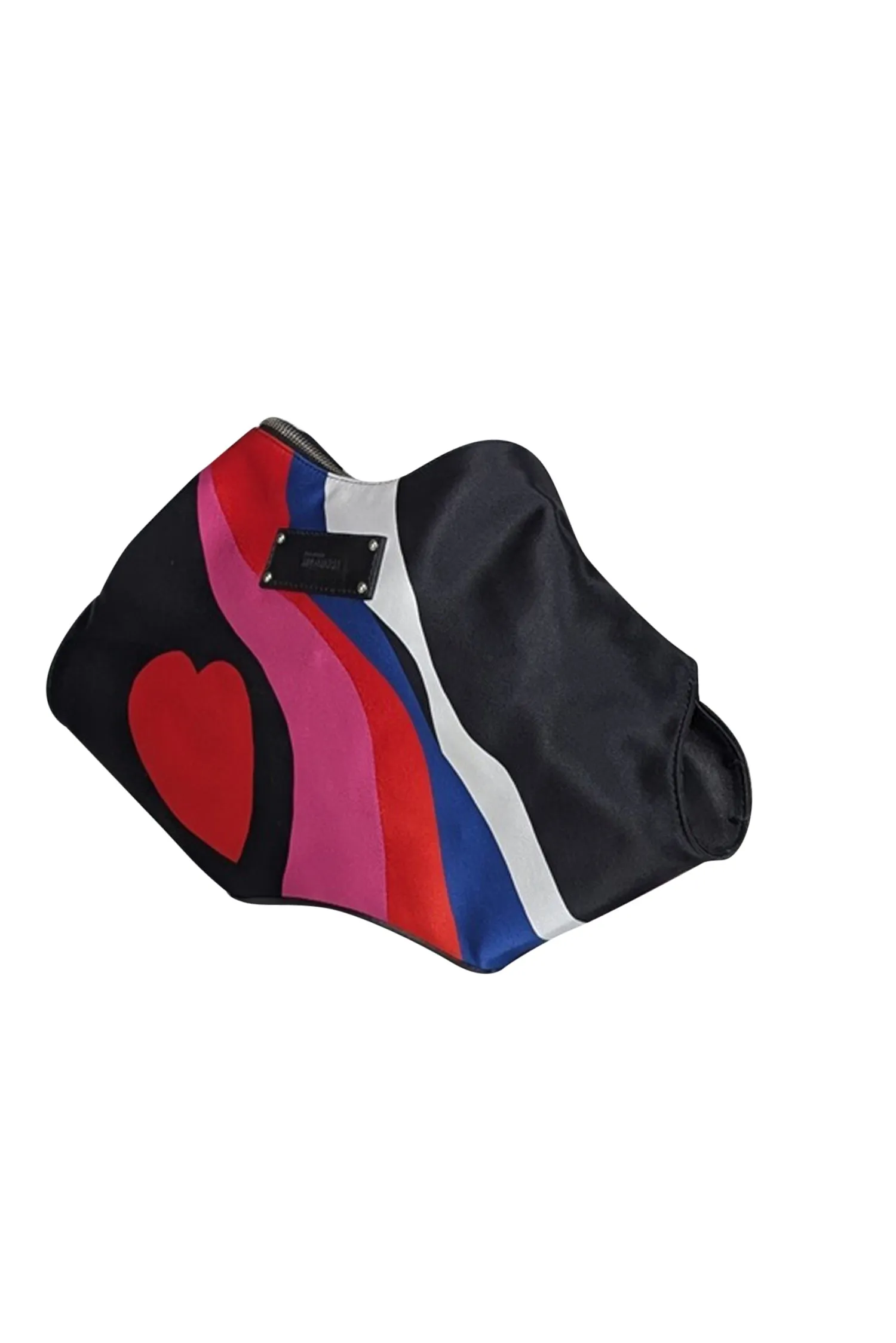 Alexander McQueen - Black w/ Red Heart Print Satin Manta Clutch Bag