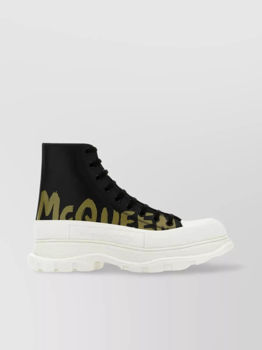 Alexander McQueen   Bold high-top sneakers with oversize sole