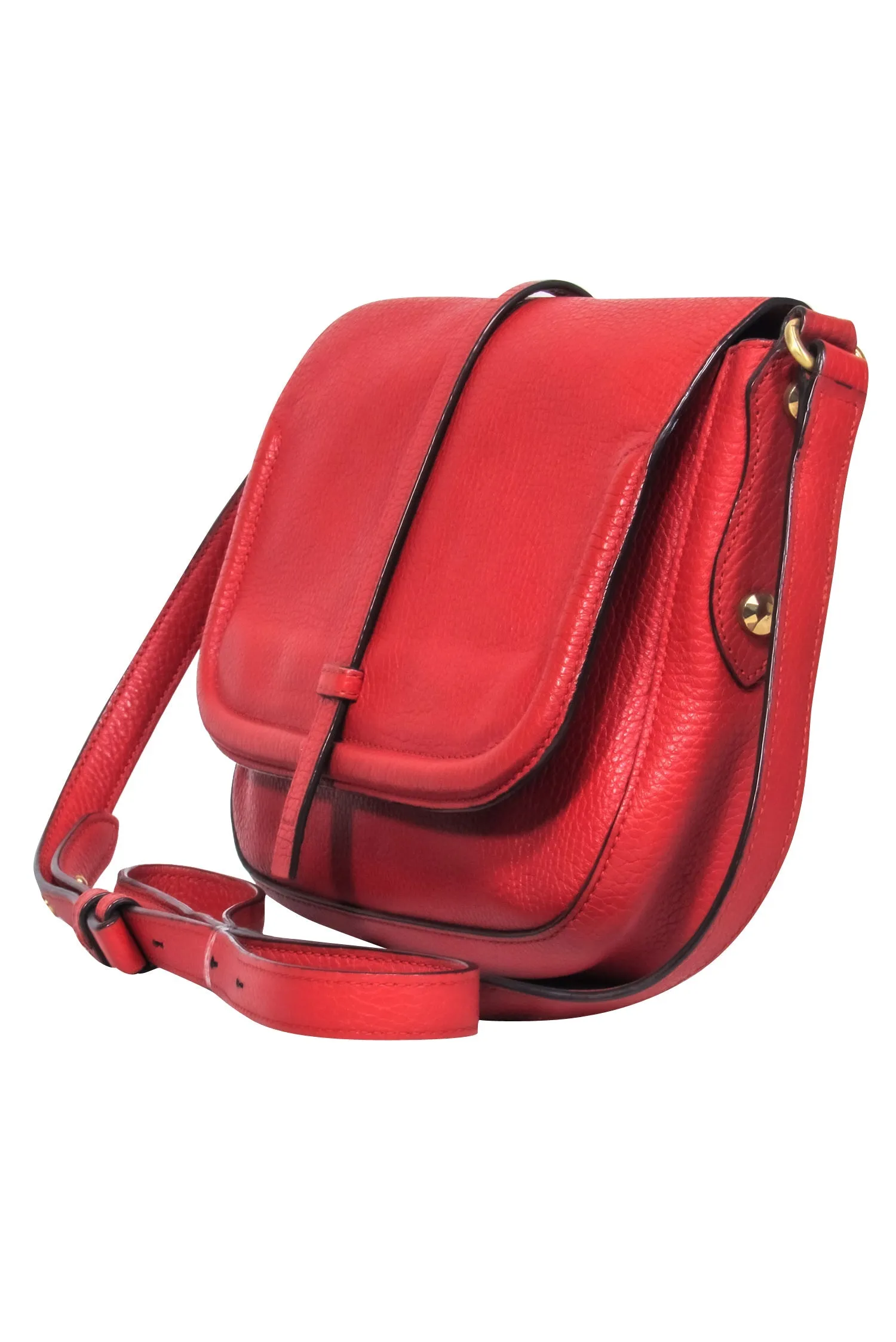 Annabel Ingall - Red Textured Leather Crossbody Bag w/ Top Flap