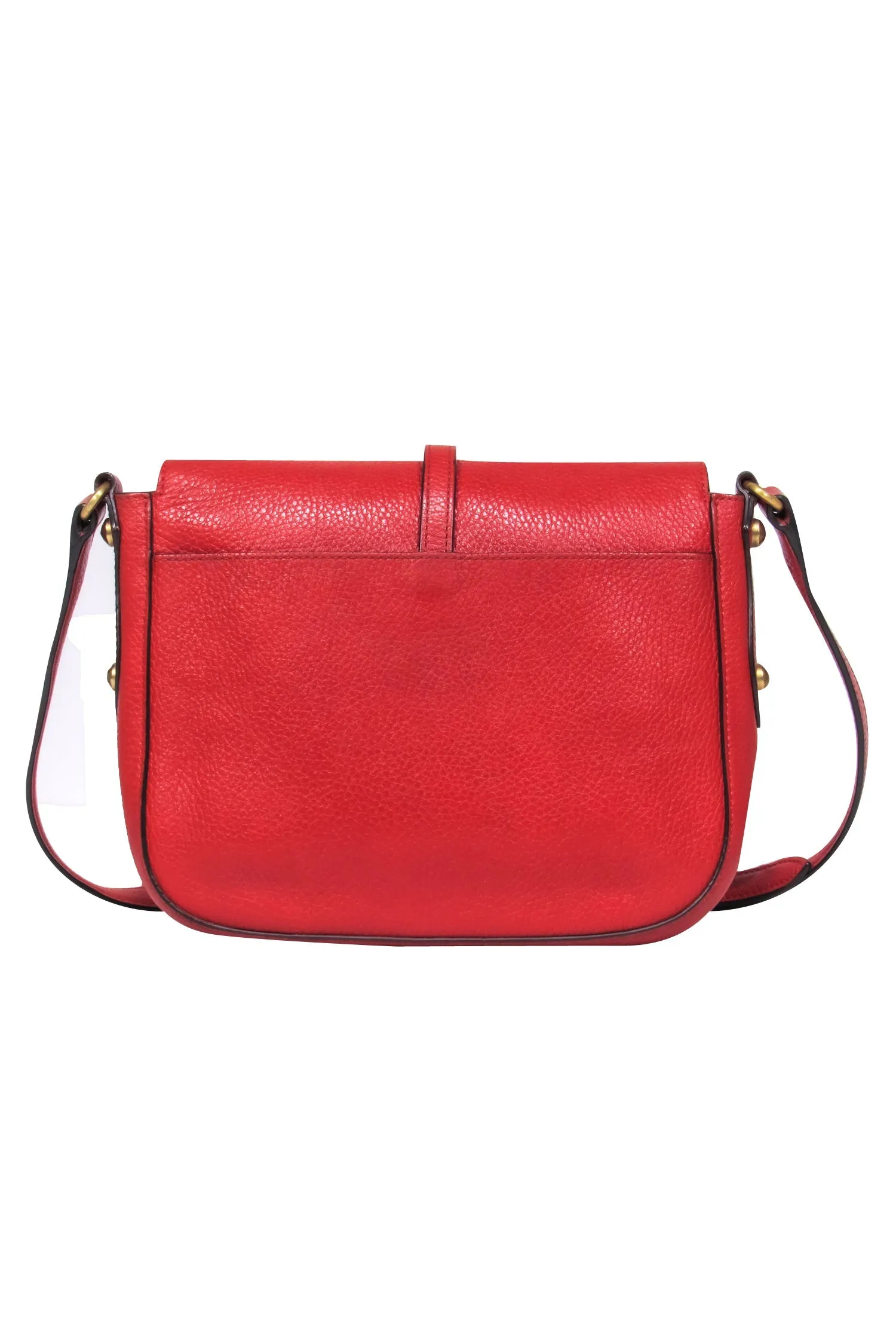 Annabel Ingall - Red Textured Leather Crossbody Bag w/ Top Flap