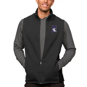 Antigua Northwestern Wildcats Heather Black Course Full-Zip Vest