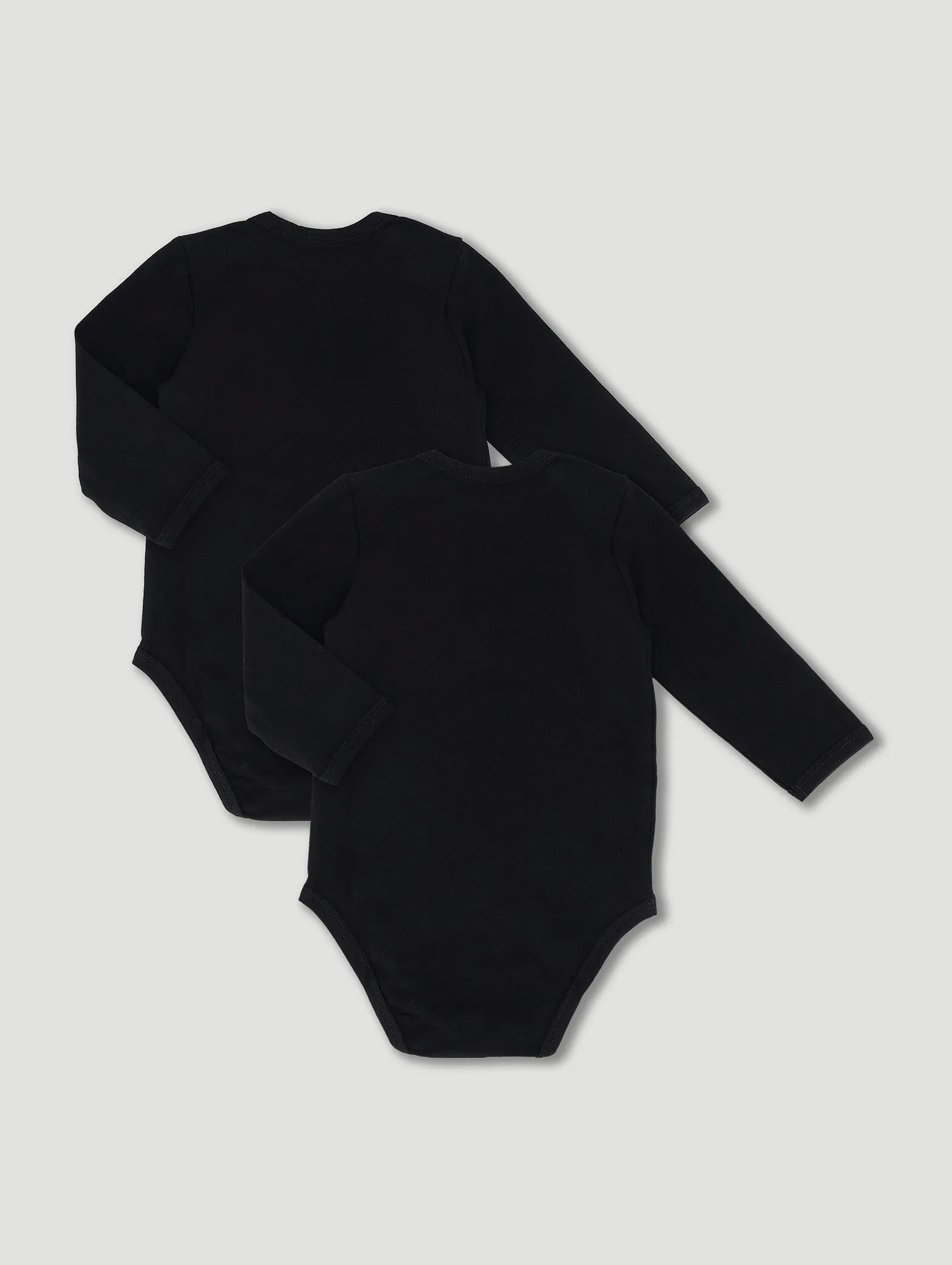 Baby Boys 2 Pack Long Sleeve Vest - Black