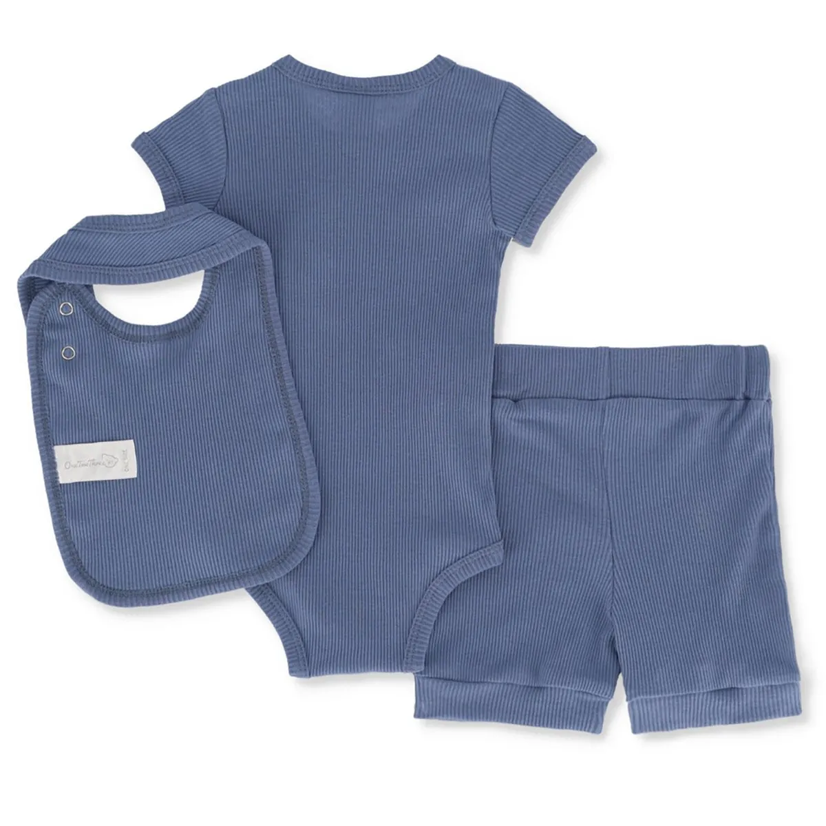 Baby Boys 3 Piece Rib Vest And Short Set - Blue