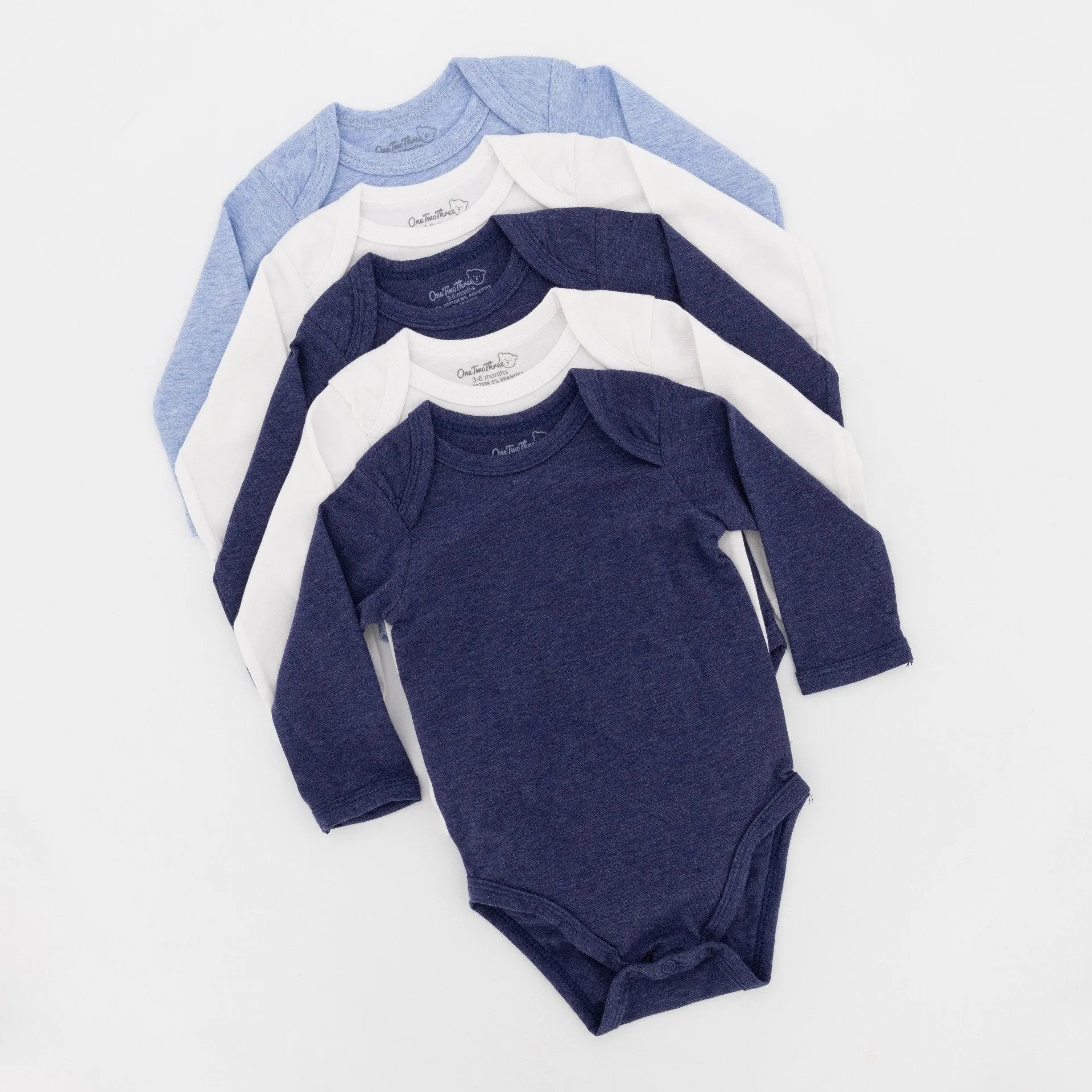 Baby Boys 5 Pack Long Sleeve Vest - Blue