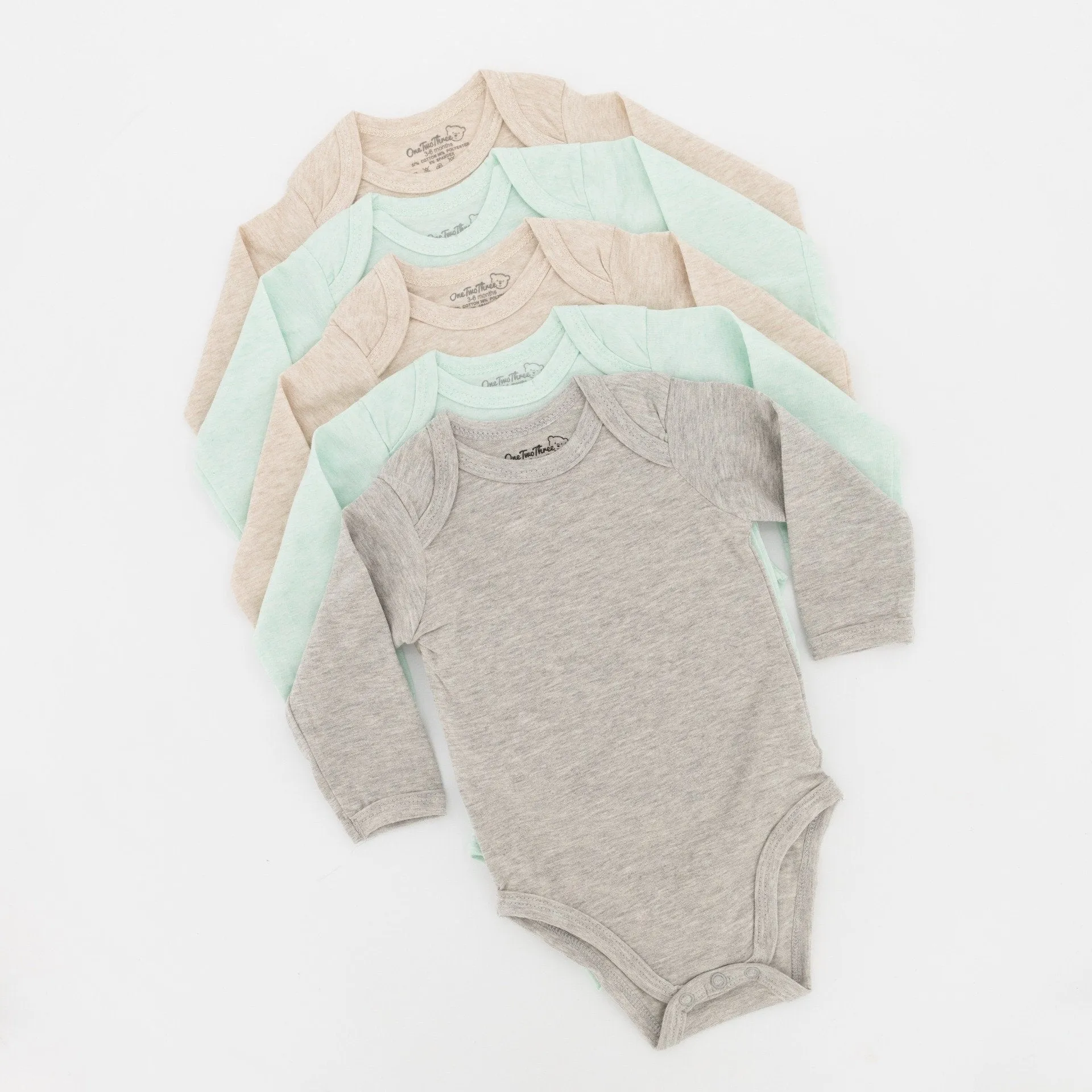 Baby Boys 5 Pack Long Sleeve Vest - Mint