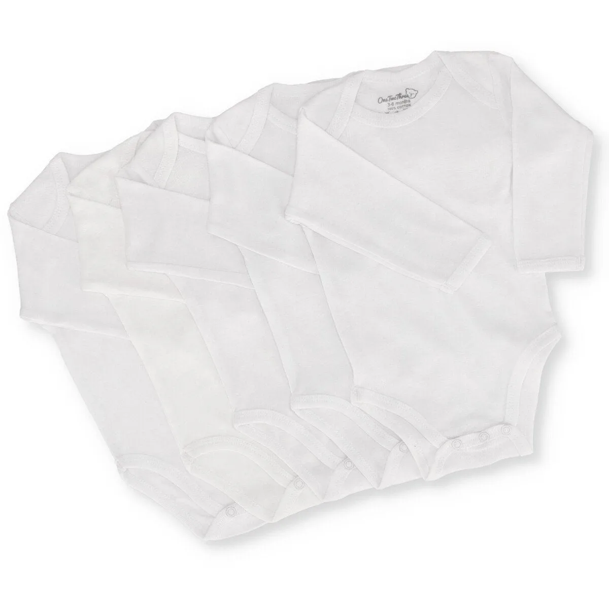 Baby Boys 5 Pack Long Sleeve Vest - White