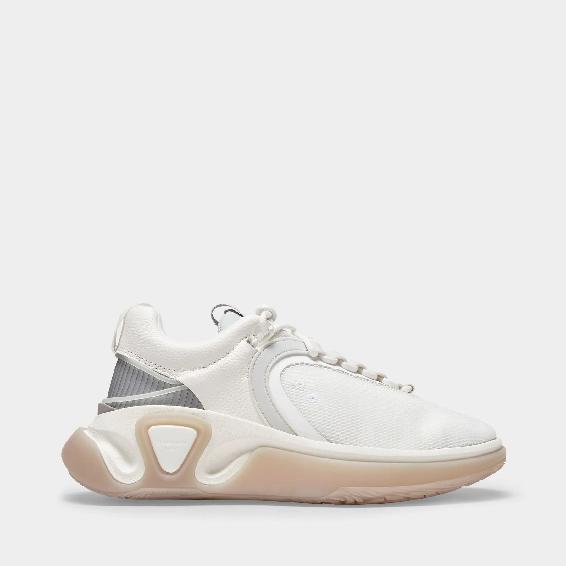 Balmain  B-Runner Sneakers in White Leather and Mesh