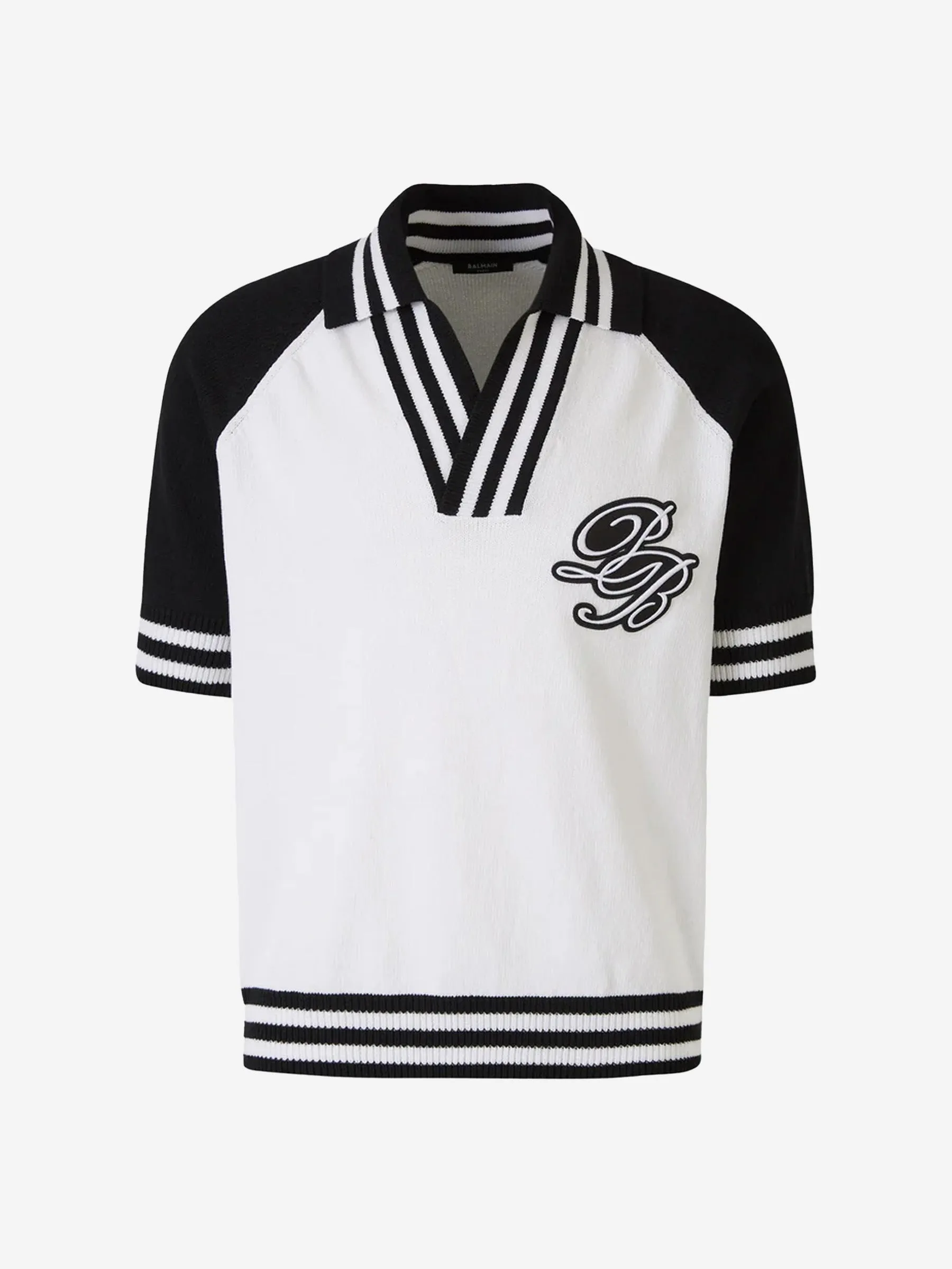 Balmain Collage Baseball Knitted Polo 