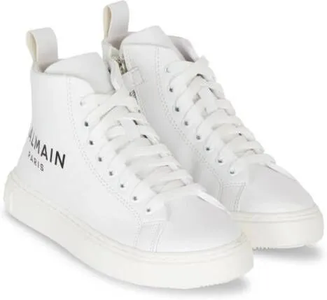 Balmain Kids logo-print lace-up sneakers White