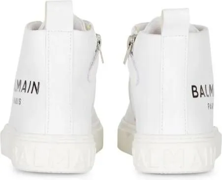 Balmain Kids logo-print lace-up sneakers White