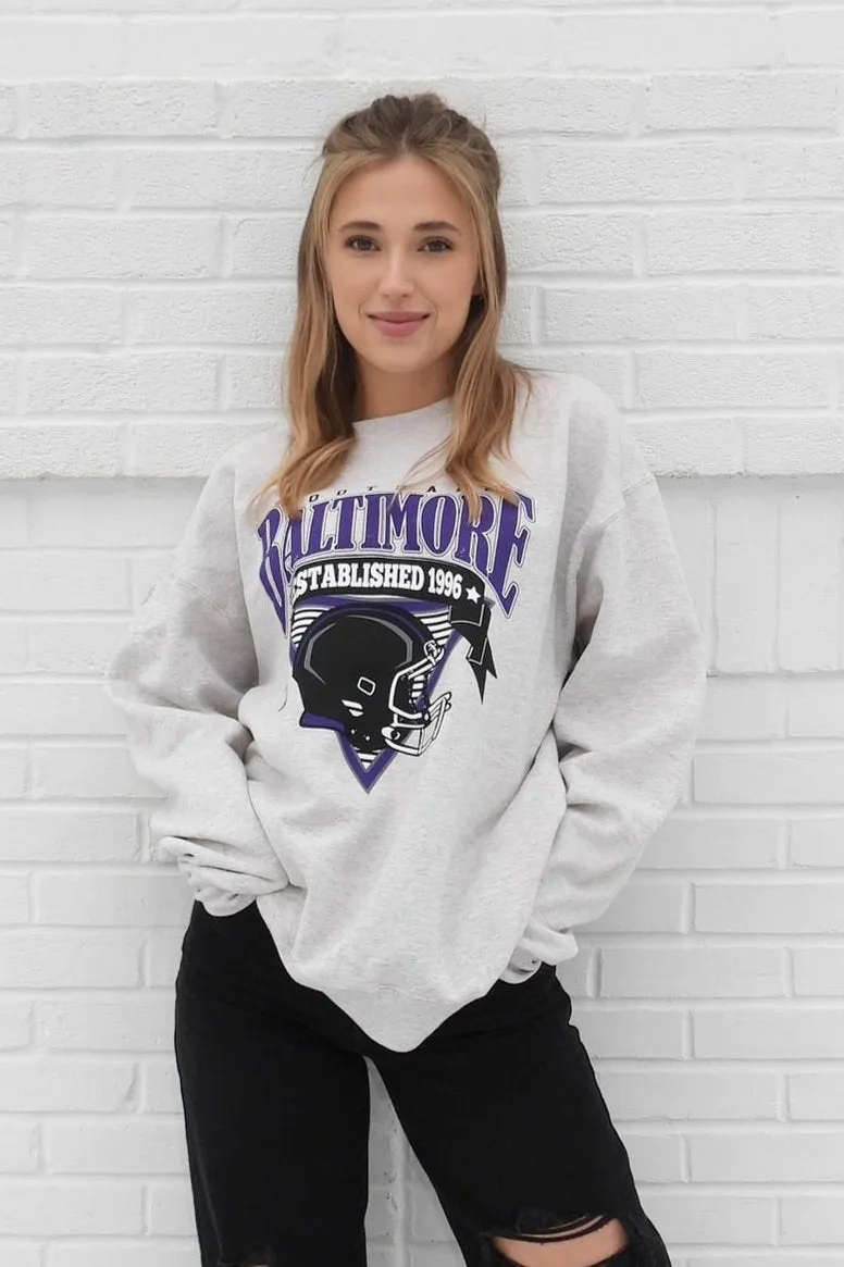 Baltimore Triangle Vintage Football Crewneck Sweatshirt By Brightside