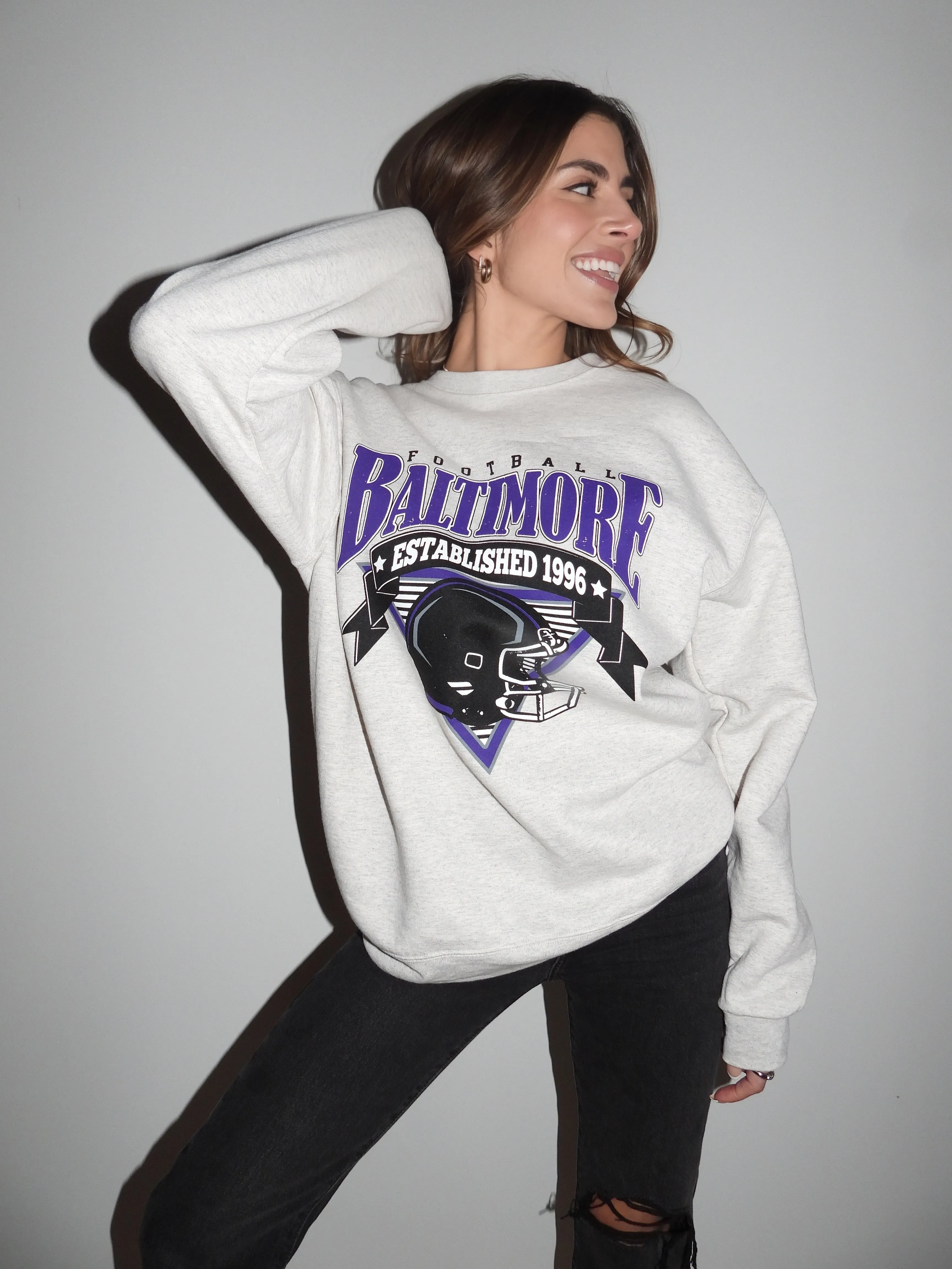 Baltimore Triangle Vintage Football Crewneck Sweatshirt By Brightside