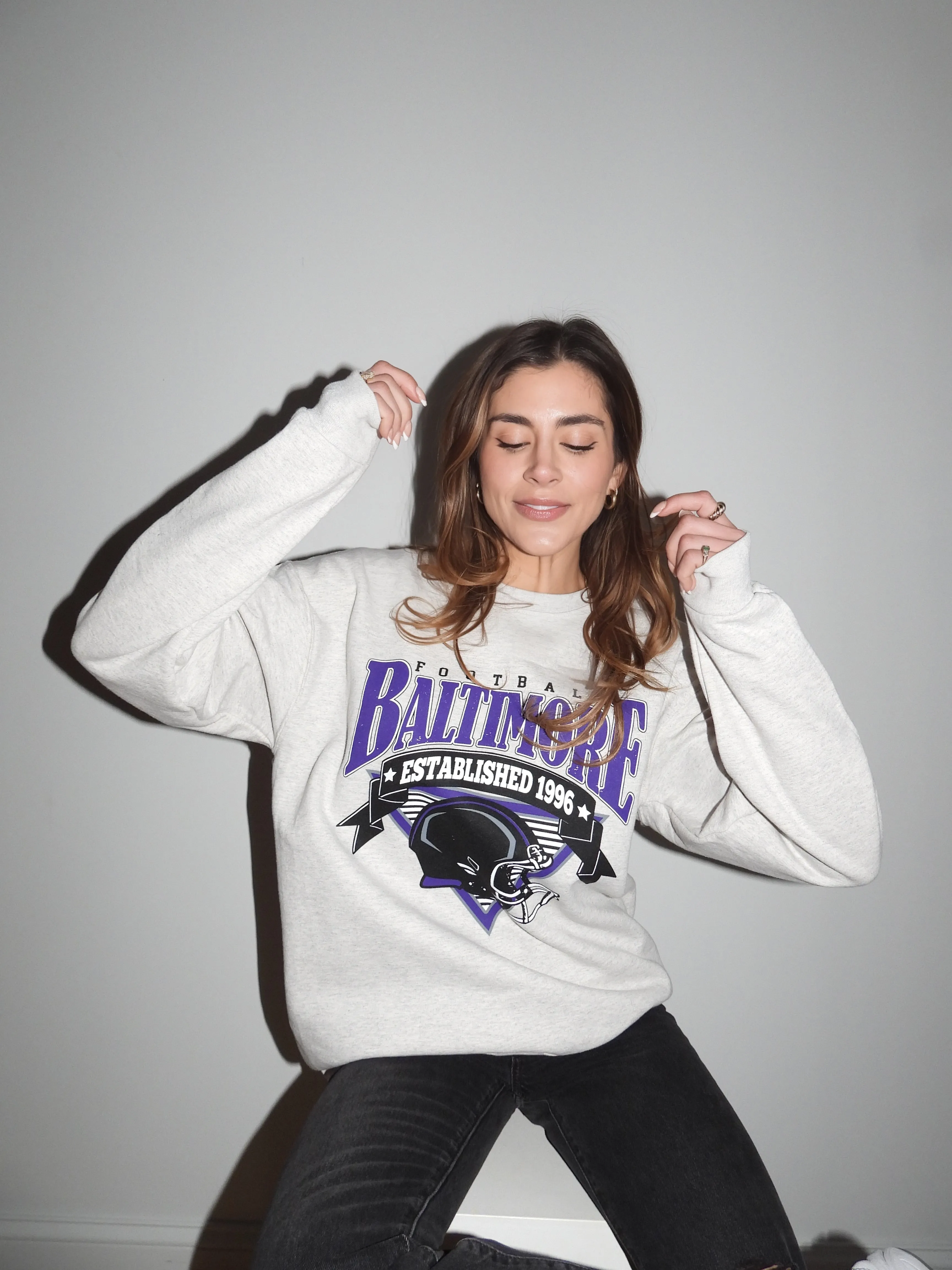 Baltimore Triangle Vintage Football Crewneck Sweatshirt By Brightside