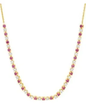 Belk & Co 1/2 ct. t.w. Lab Grown Diamond and Lab Grown Ruby Tennis Necklace in 10K Yellow Gold