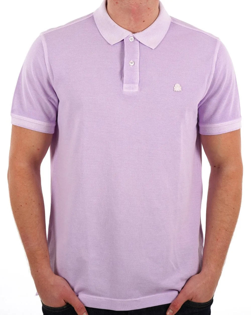 Benetton Logo Polo Washed Lilac