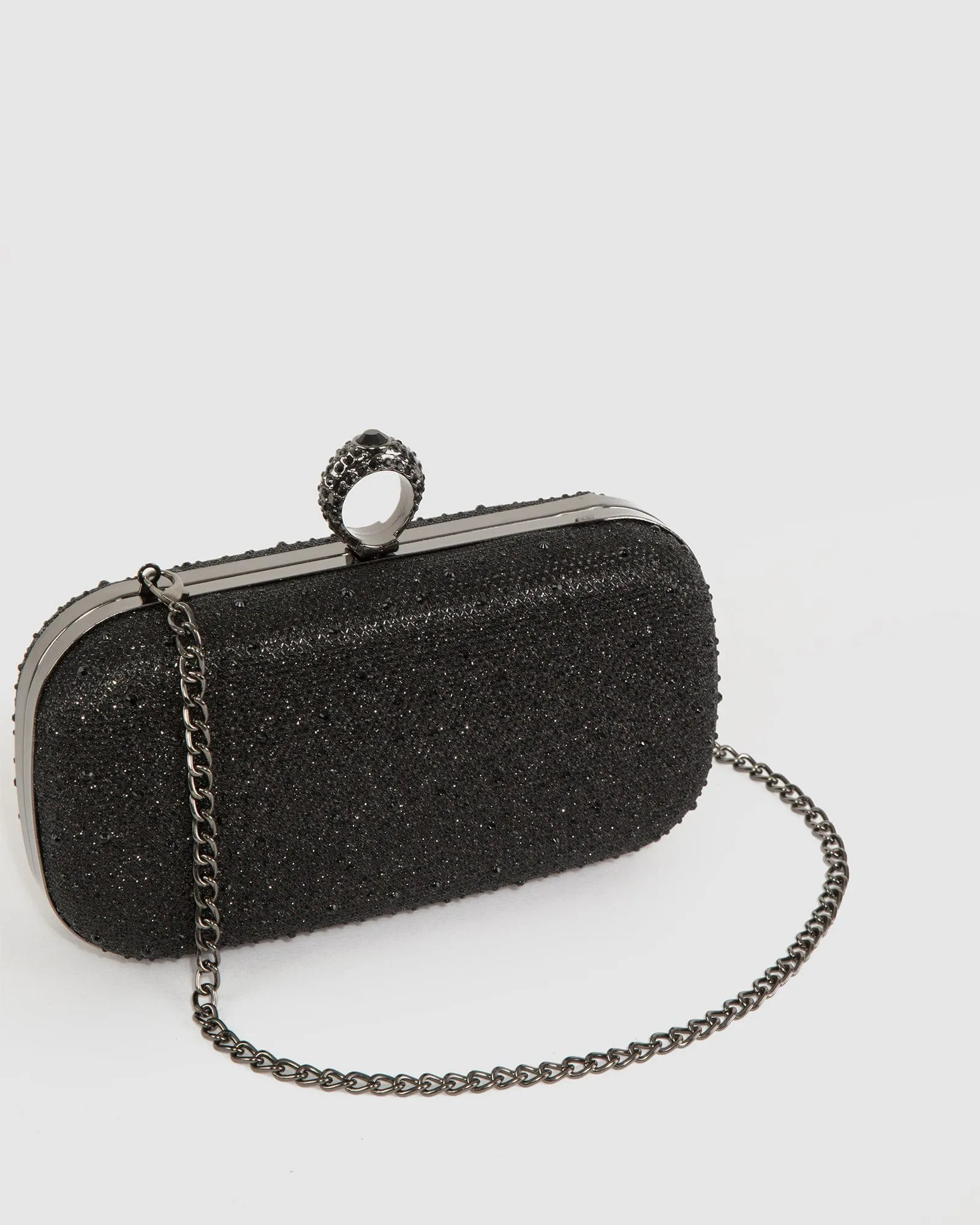 Black Becca Loop Handle Clutch Bag