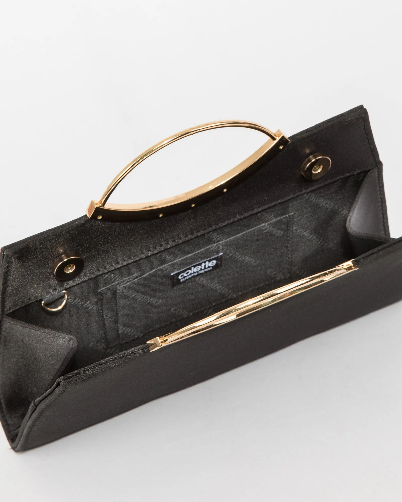 Black Jessie Handle Clutch Bag