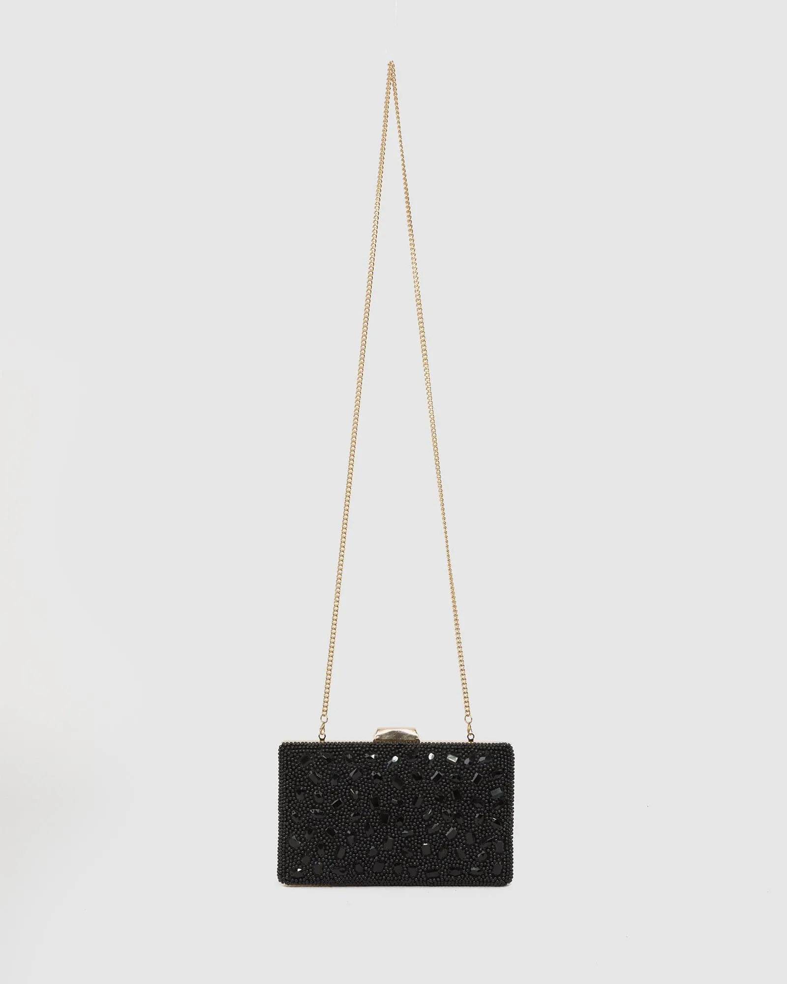 Black Lienke Beaded Clutch Bag