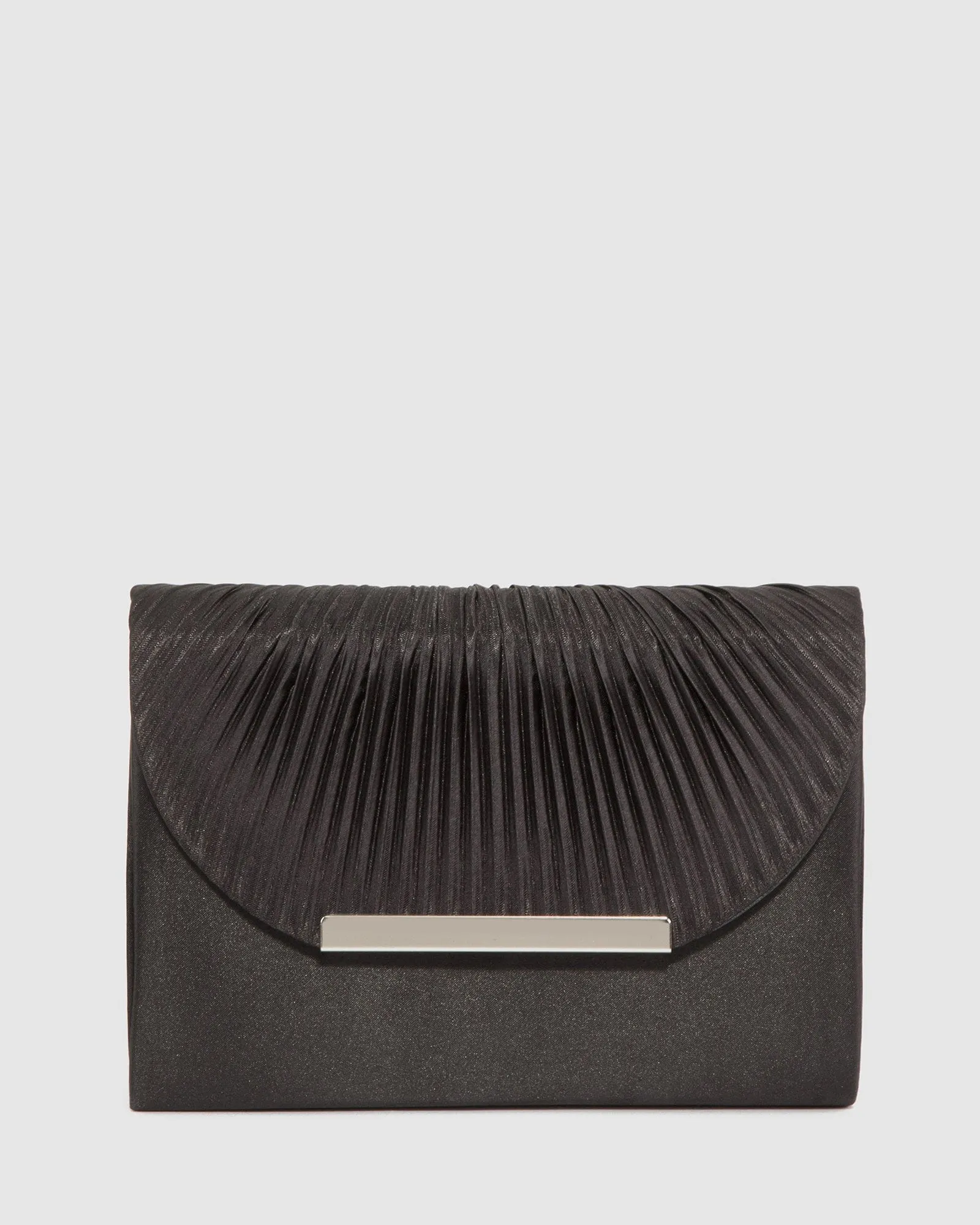 Black Luna Flap Over Clutch Bag