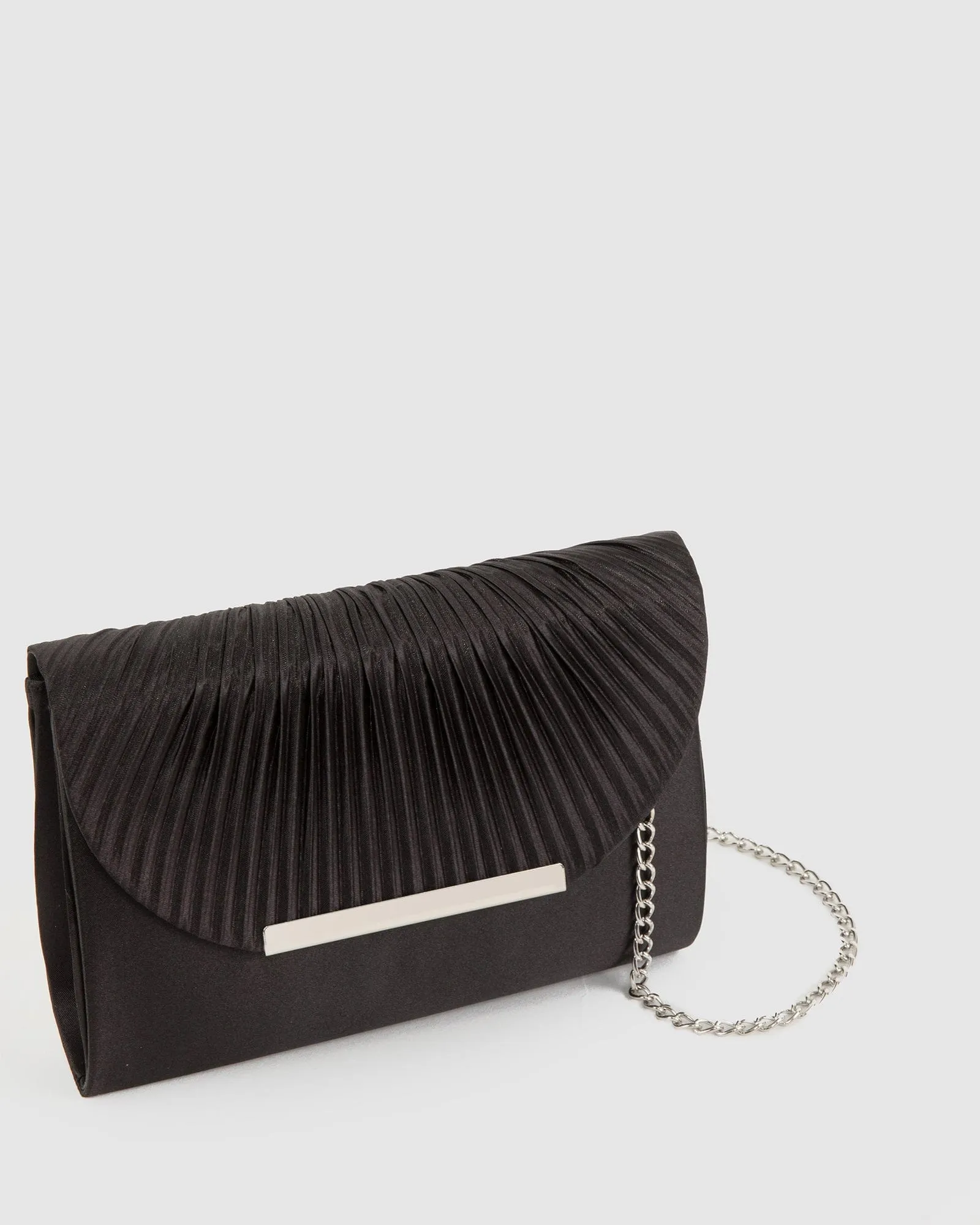 Black Luna Flap Over Clutch Bag