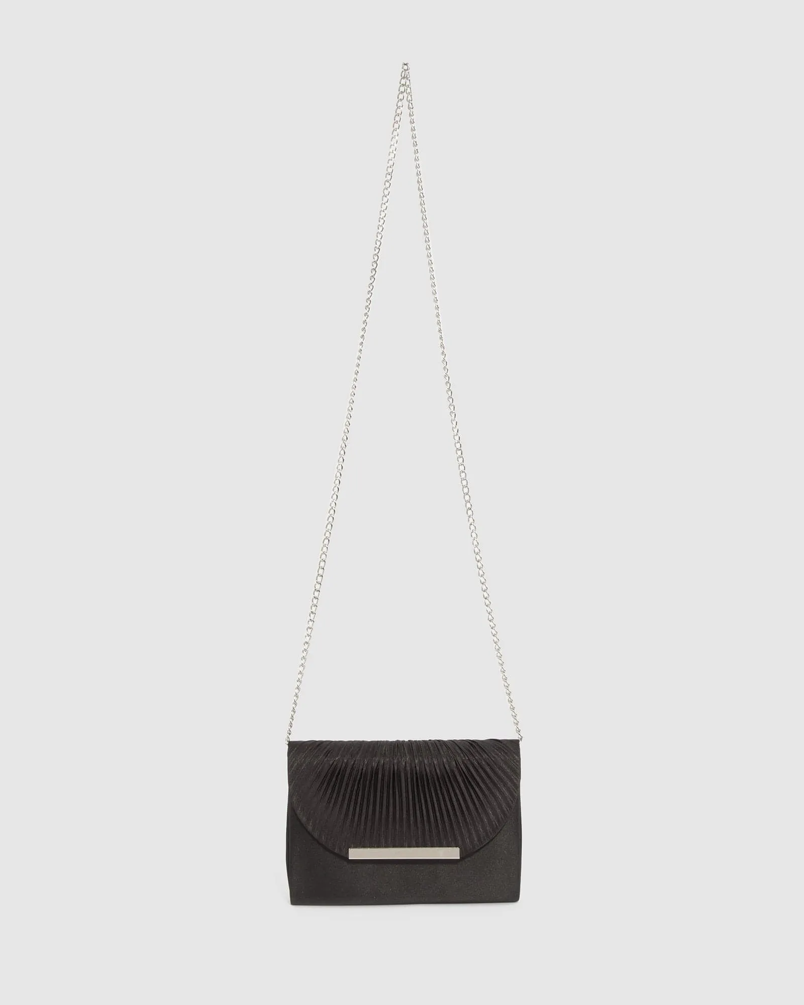 Black Luna Flap Over Clutch Bag