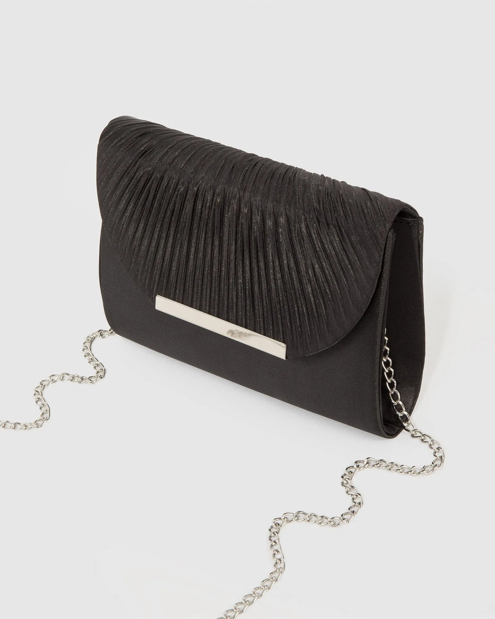 Black Luna Flap Over Clutch Bag