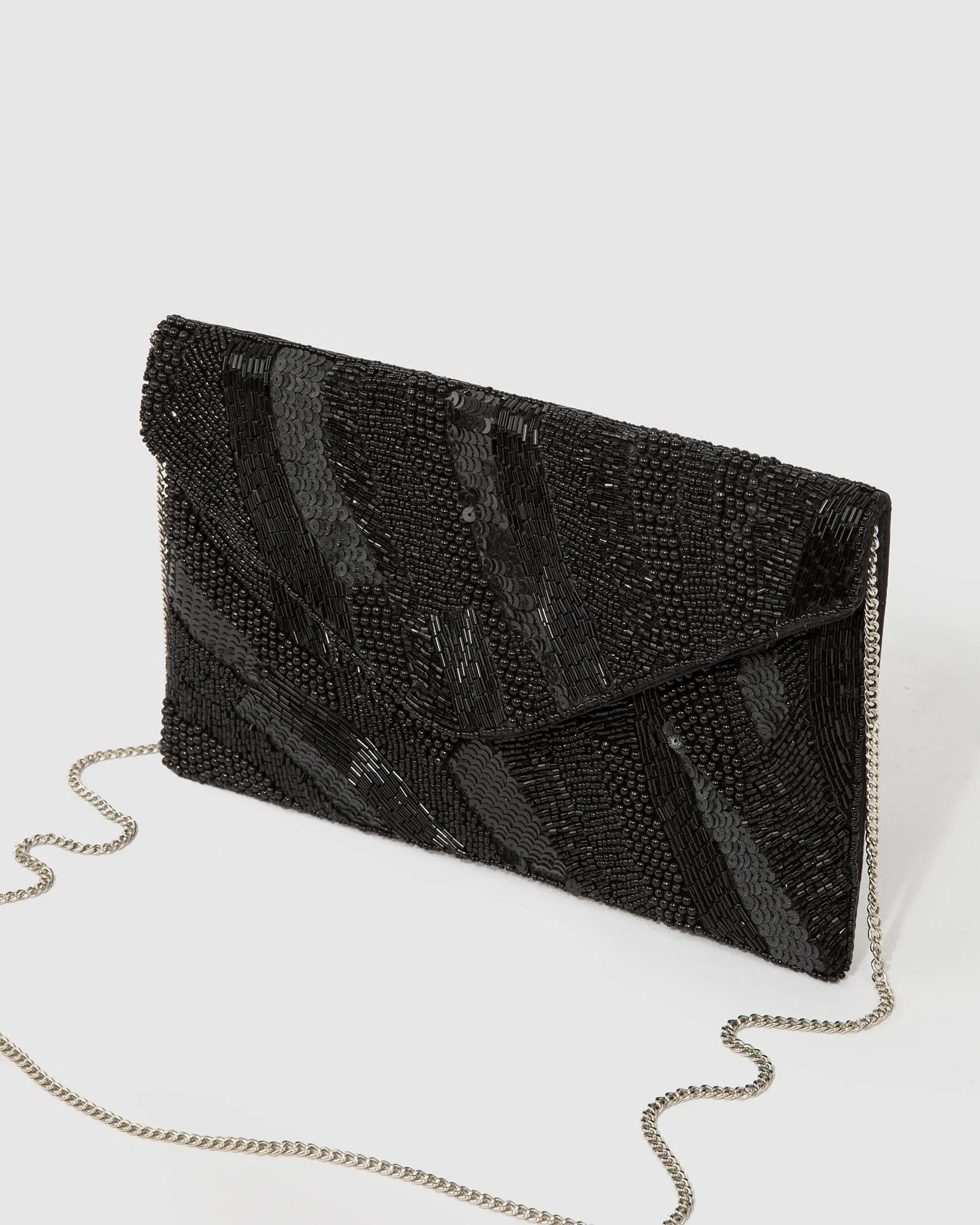 Black Tanya Beaded Clutch Bag