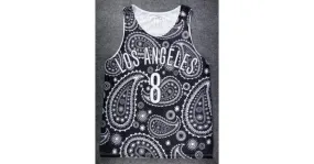 Black White Paisleys Los Angeles 8 Net Sleeveless Mens T-shirt Vest Sports Tank Top