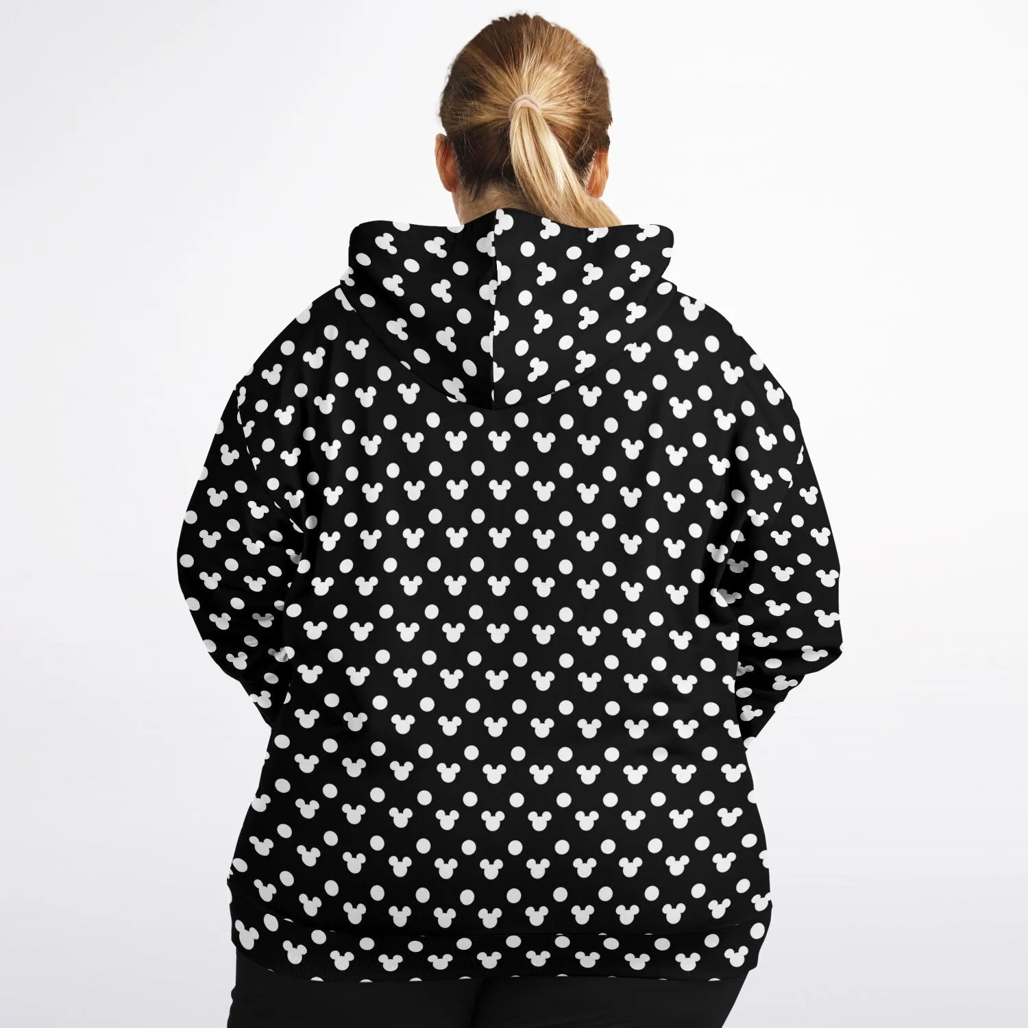 Black With White Mickey Polka Dots Plus-size Unisex Zip Hoodie