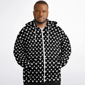 Black With White Mickey Polka Dots Plus-size Unisex Zip Hoodie