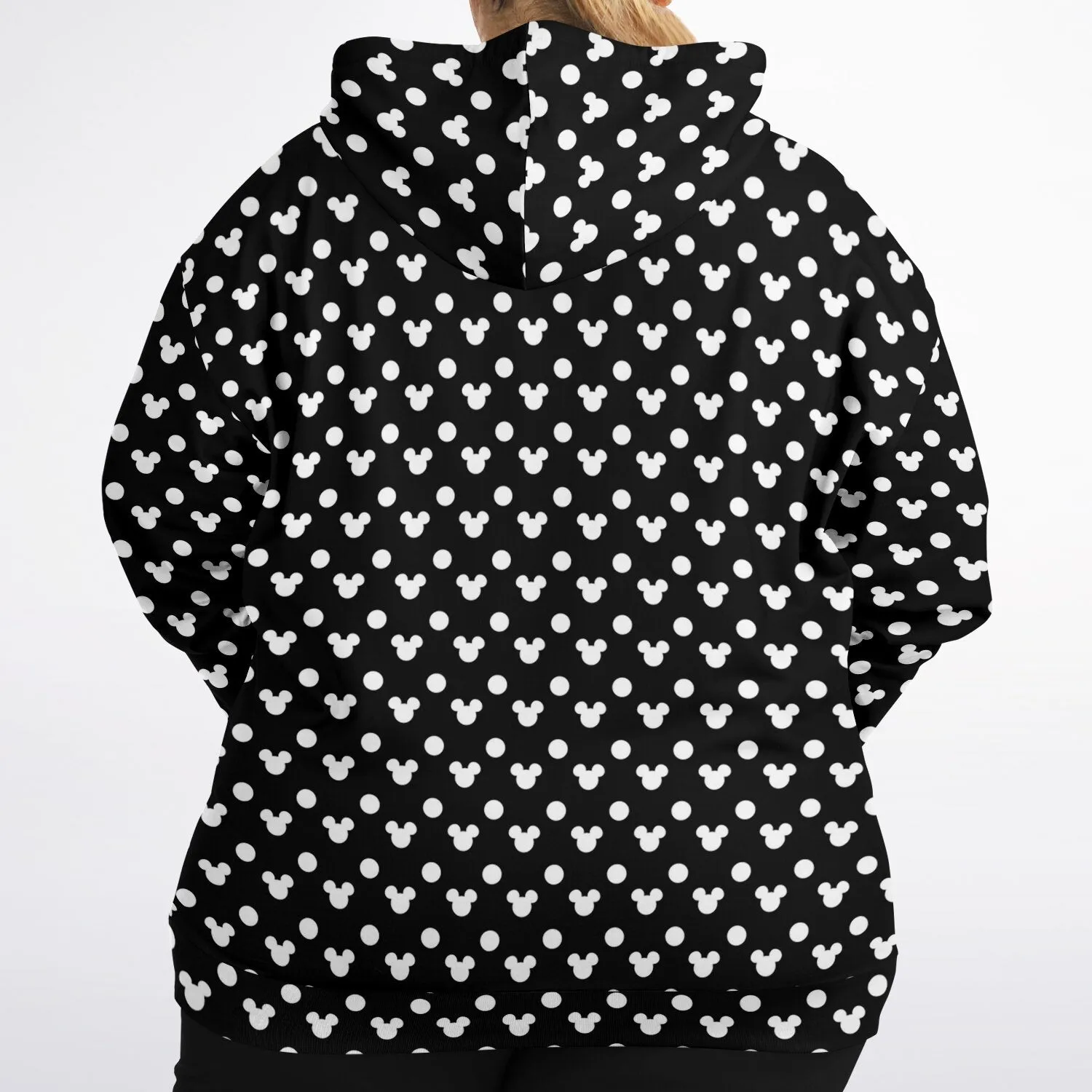 Black With White Mickey Polka Dots Plus-size Unisex Zip Hoodie