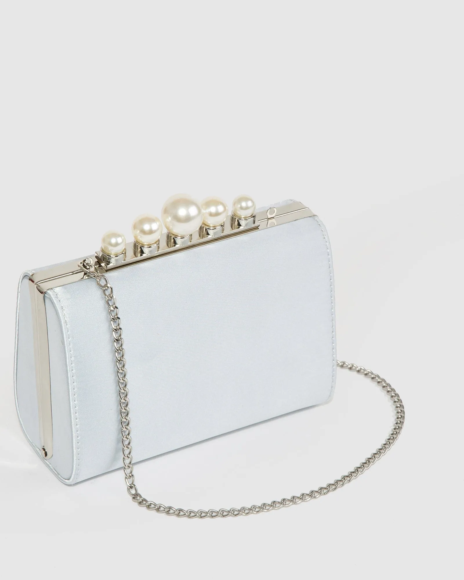 Blue Daphne Pearl Clutch Bag