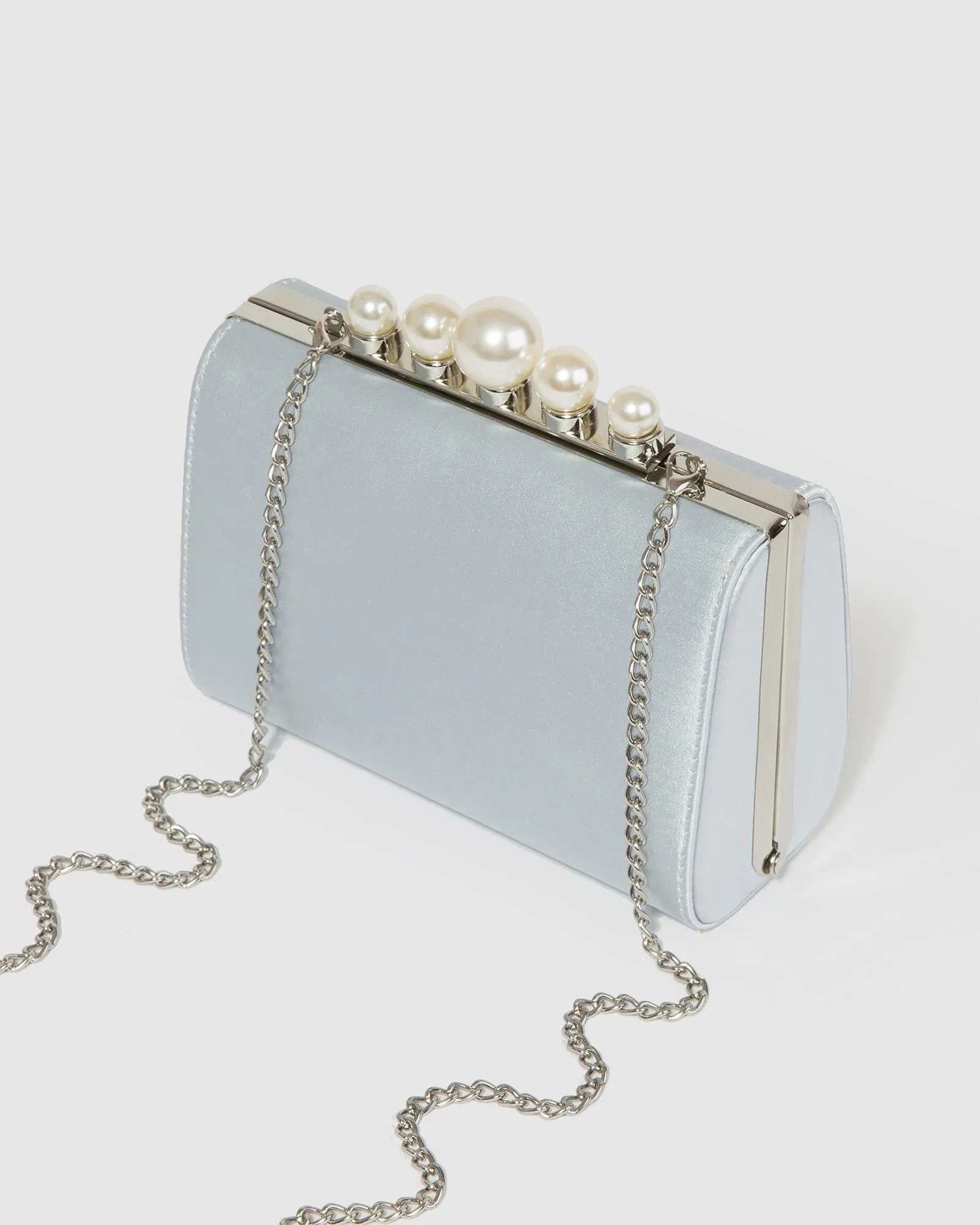 Blue Daphne Pearl Clutch Bag