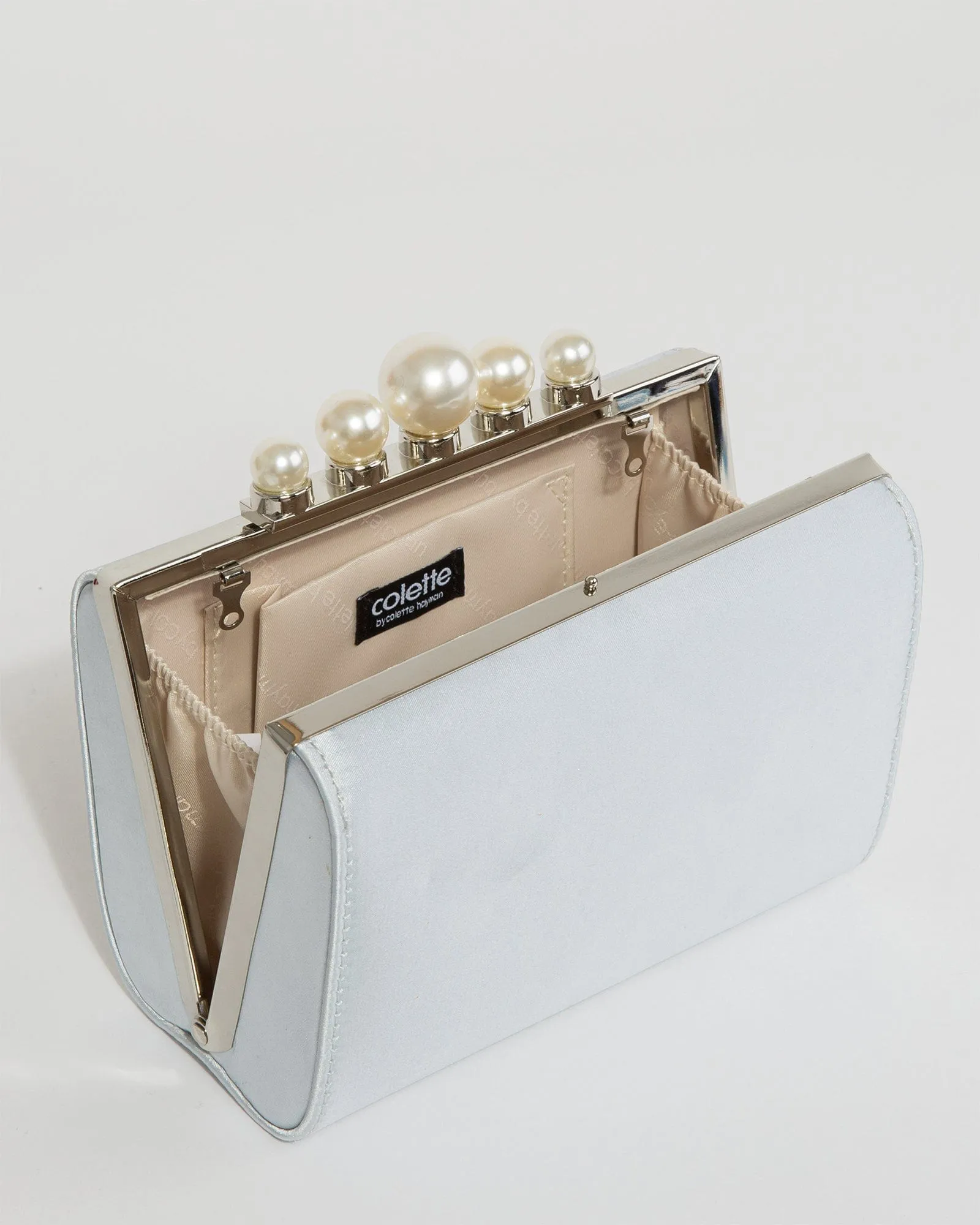 Blue Daphne Pearl Clutch Bag