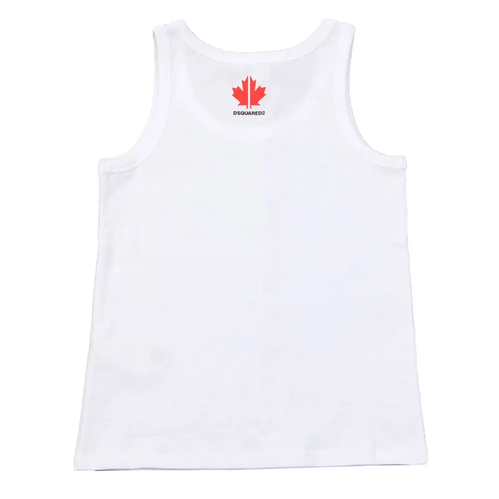 Boys White Neck Logo Vest