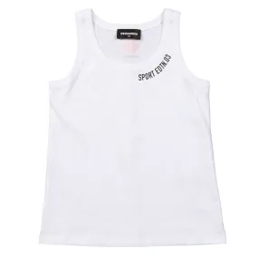 Boys White Neck Logo Vest