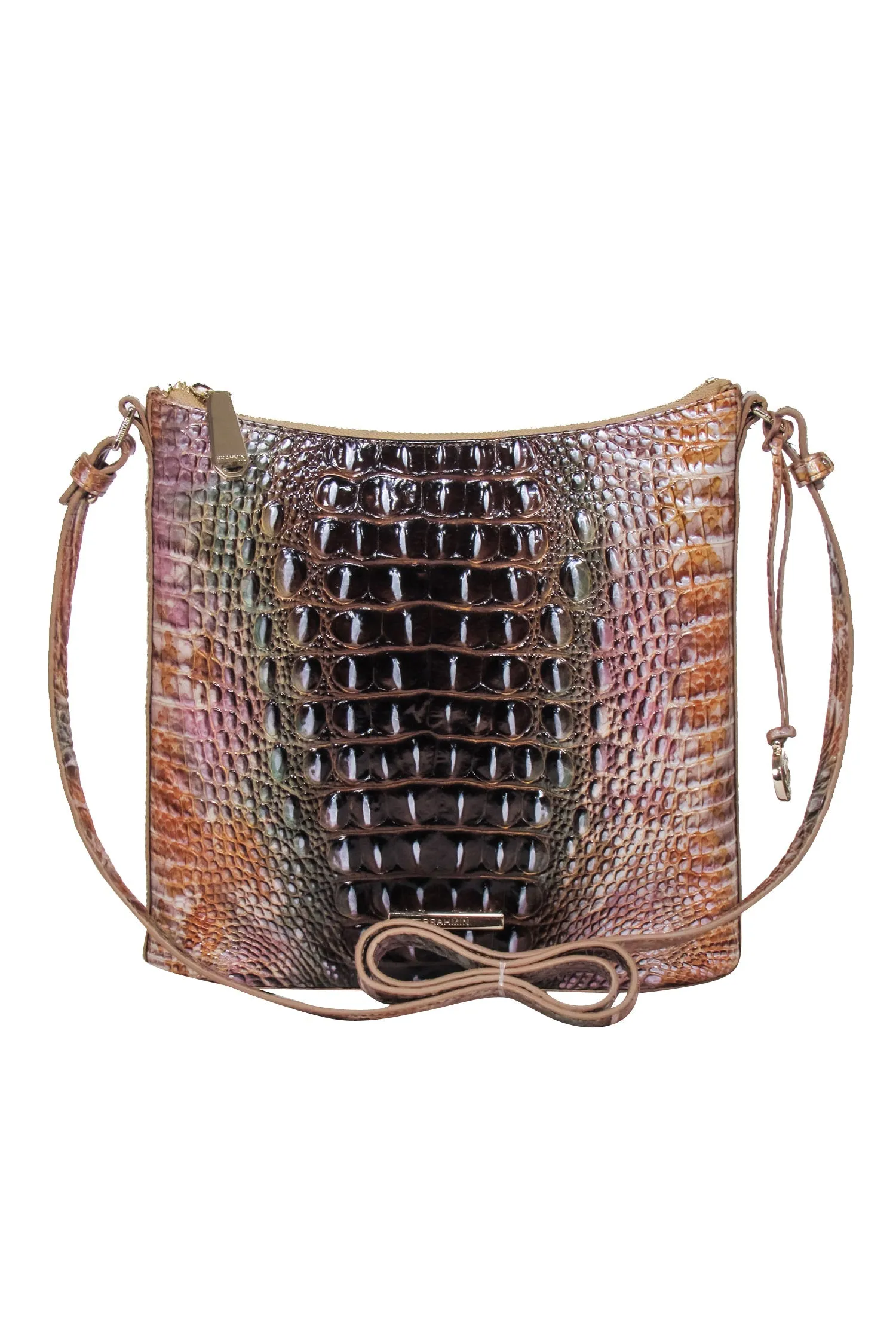 Brahmin - Gold Multi Ombre Croc Embossed Leather Crossbody Bag