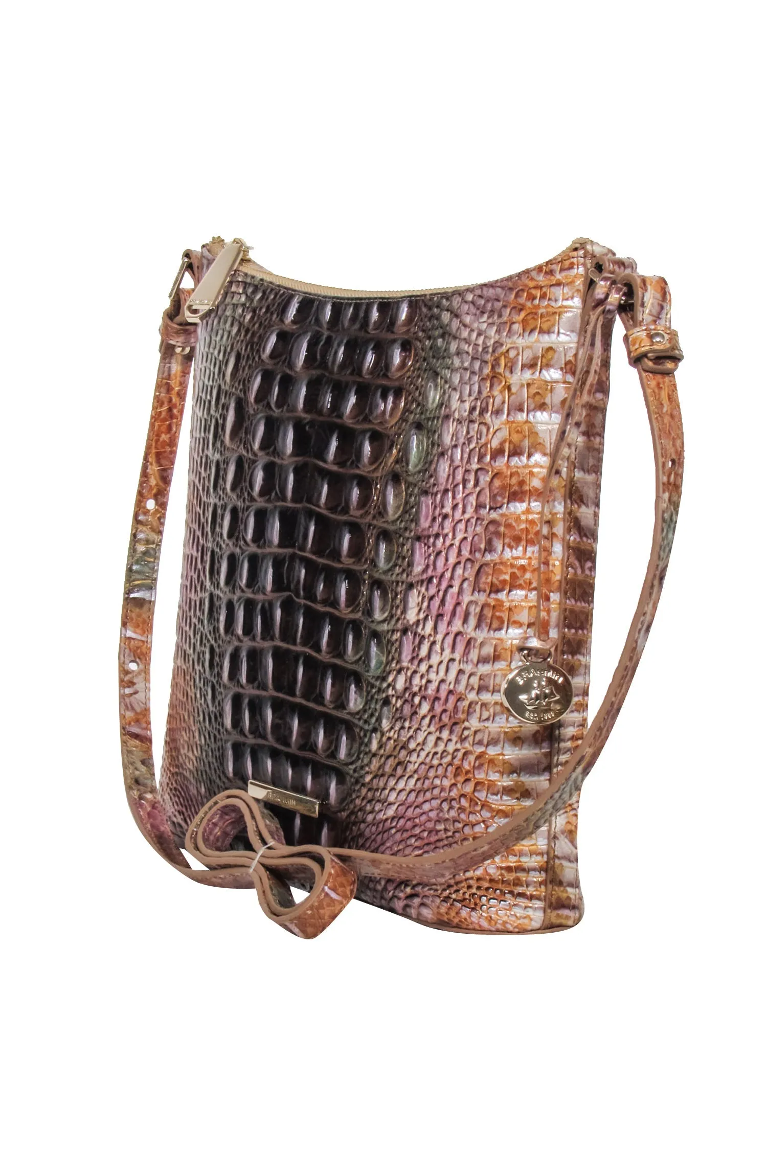 Brahmin - Gold Multi Ombre Croc Embossed Leather Crossbody Bag