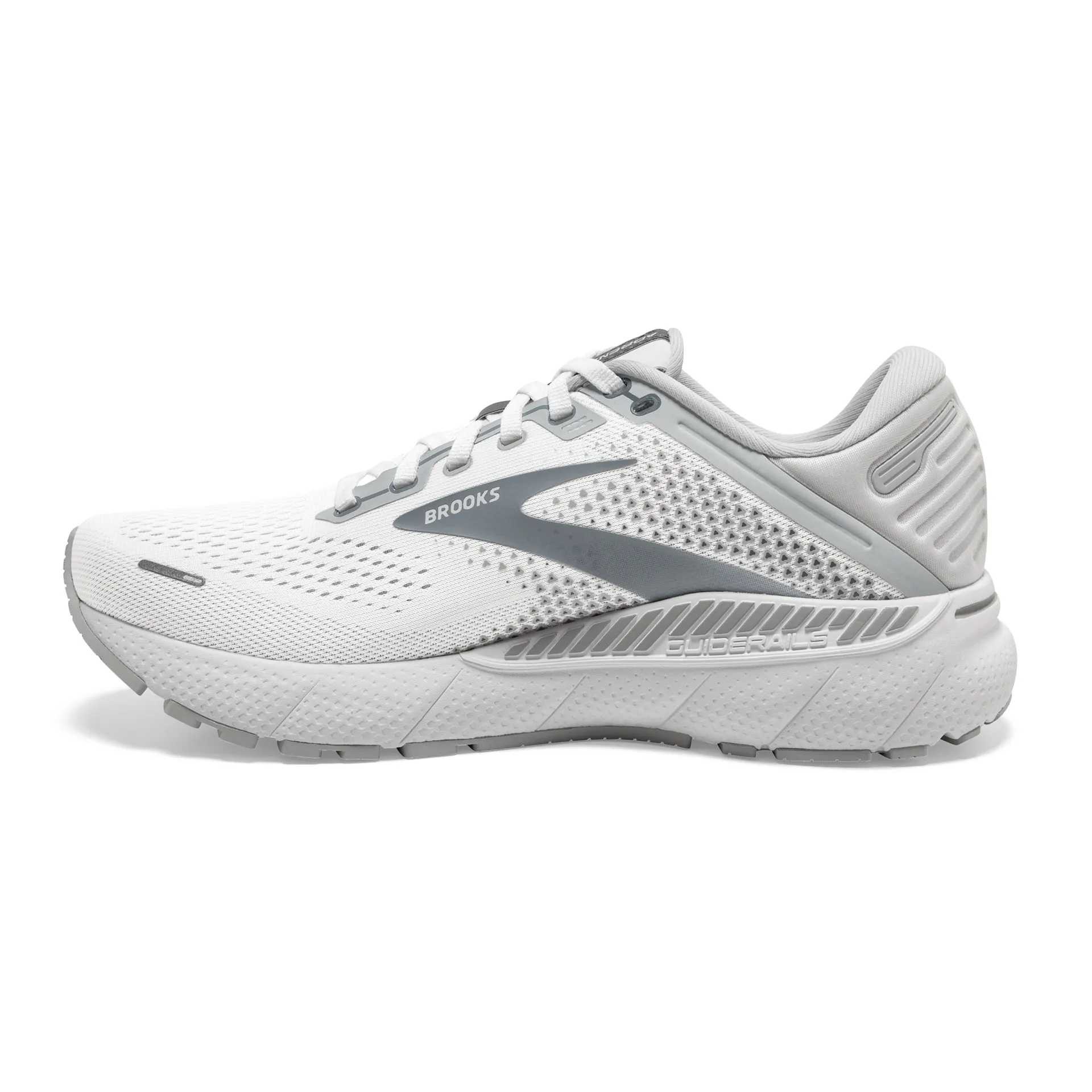 Brooks Womens Adrenaline 22 Lightweight Support Tennis Shoe- White/Oyster/Grey