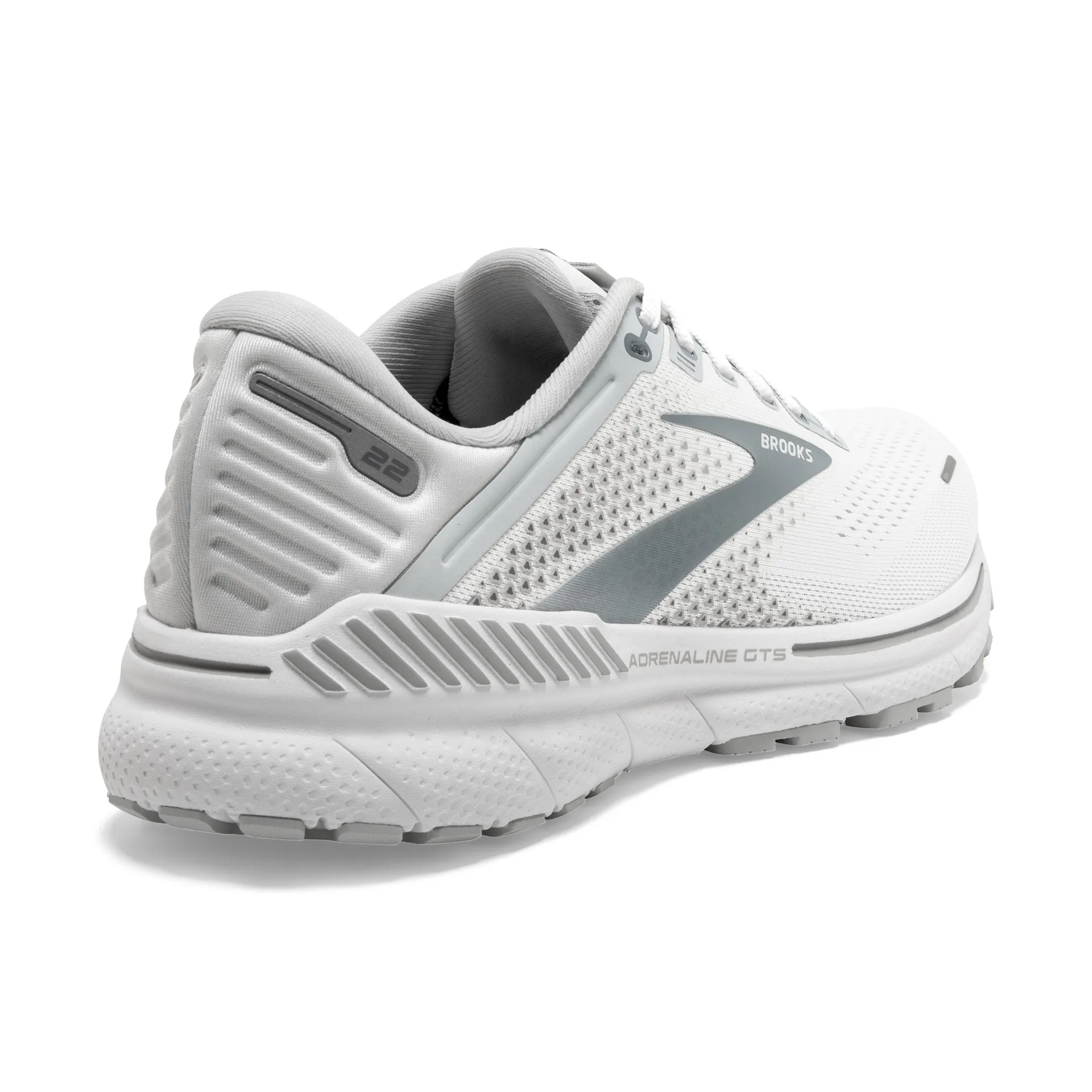 Brooks Womens Adrenaline 22 Lightweight Support Tennis Shoe- White/Oyster/Grey